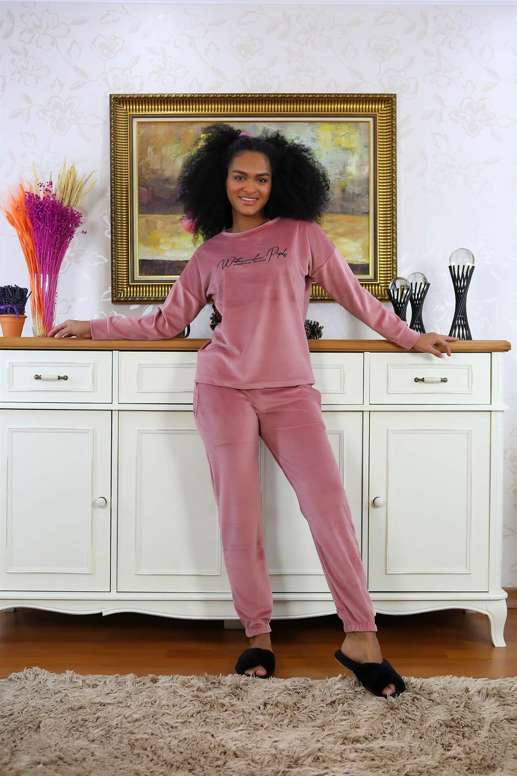 Akbeniz Kadın Kadife Pijama Takım 9086