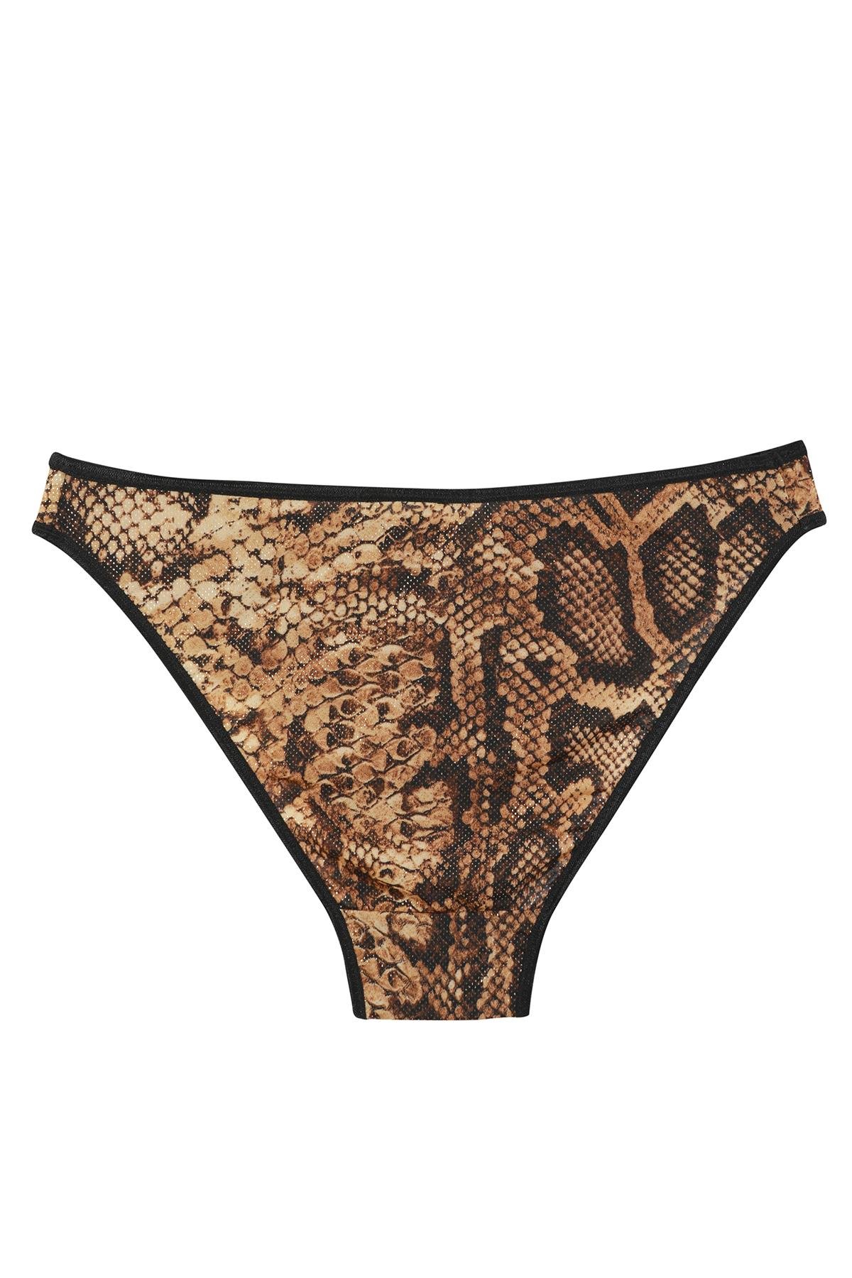 Akbeniz Kadın Kahverengi Yılan Desenli 2’li Slip