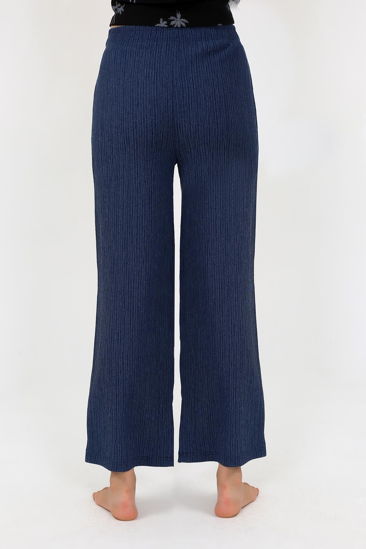 Akbeniz Kadın Kalın Askılı Body Bol Paça Pantolon 2`li Takım Siyah 4221