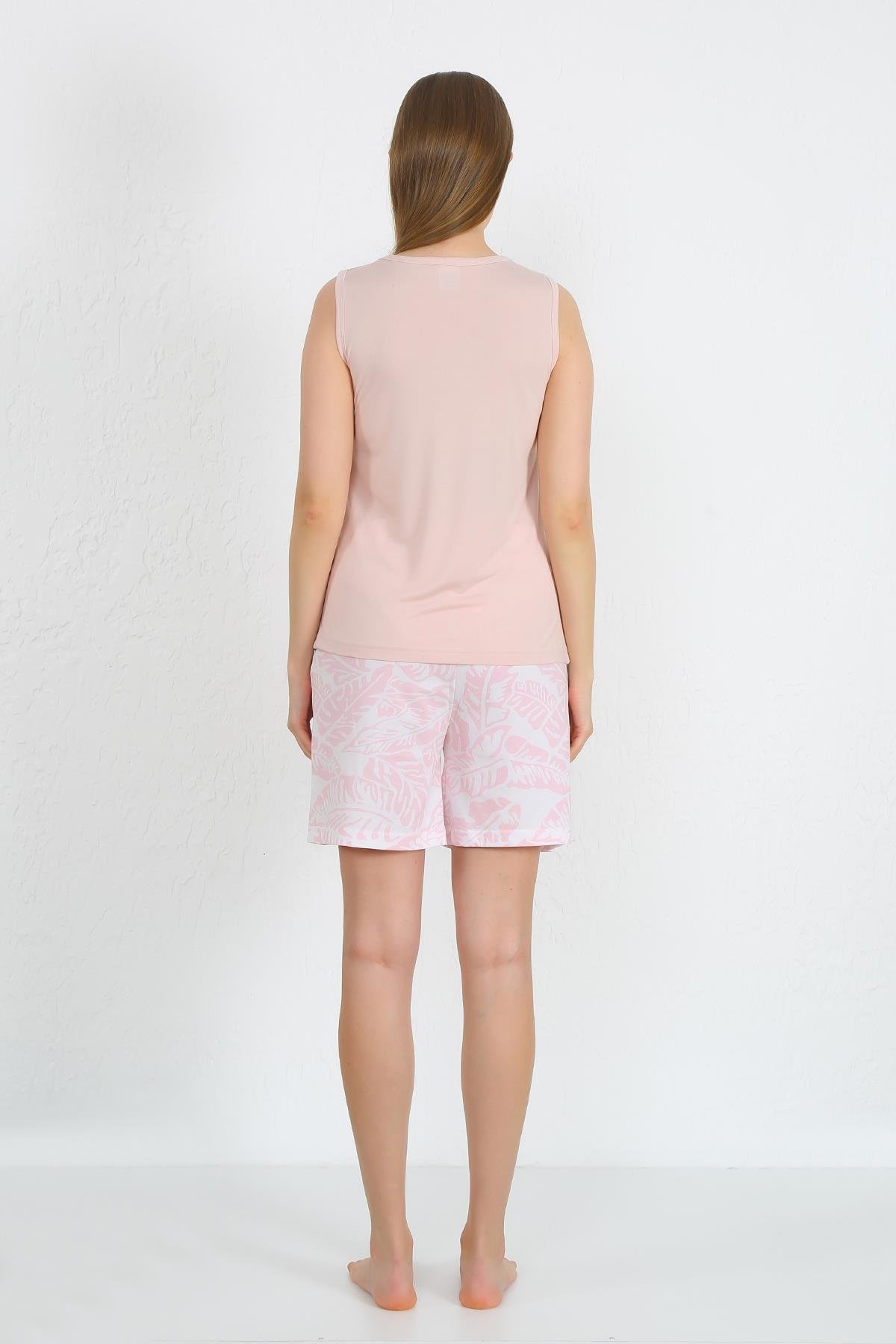 Akbeniz Kadın Kalın Askılı Cepli Şortlu Takım Pudra 3618