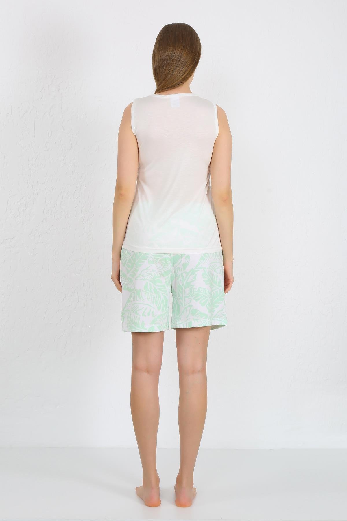 Akbeniz Kadın Kalın Askılı Cepli Şortlu Takım Beyaz 3617