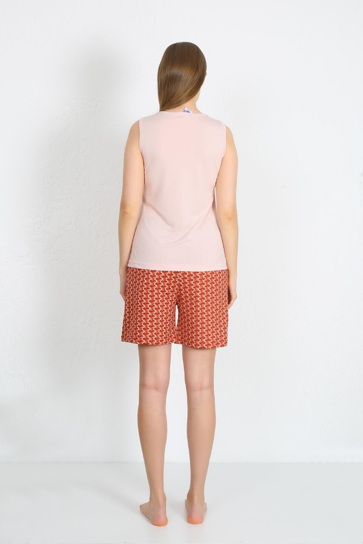 Akbeniz Kadın Kalın Askılı Cepli Şortlu Takım Pudra 3617