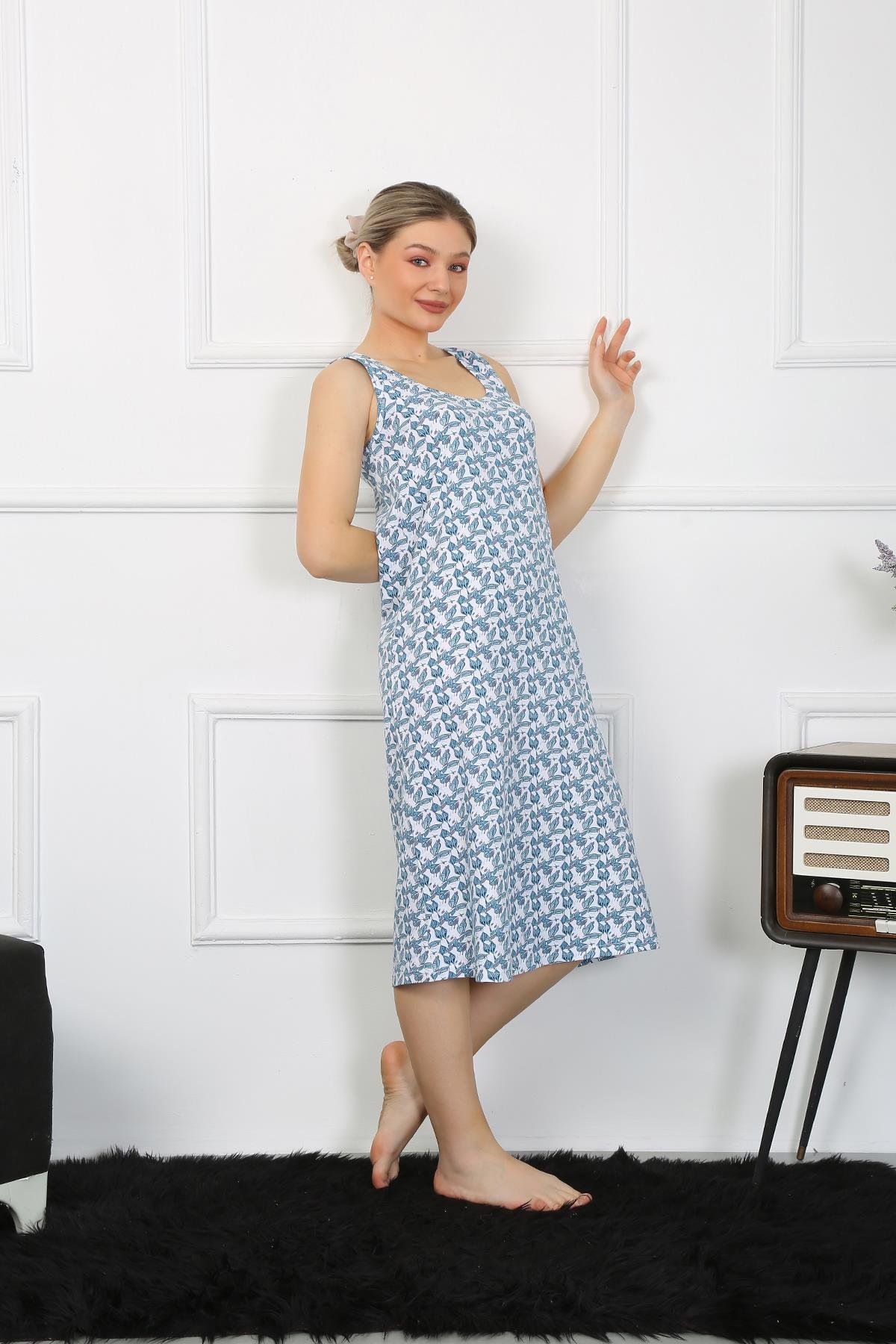 Akbeniz Kadın Kalın Askılı Penye Uzun Gecelik 12005