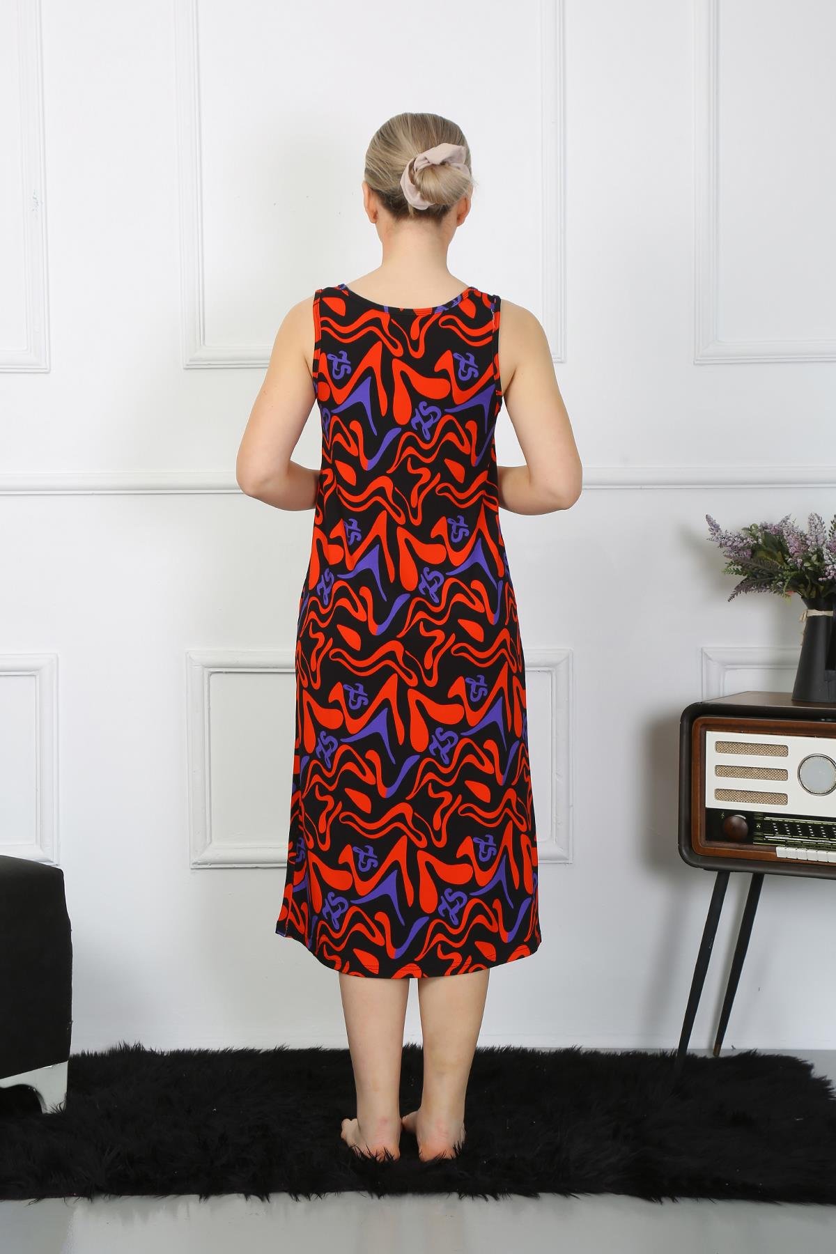 Akbeniz Kadın Kalın Askılı Penye Uzun Gecelik 12003