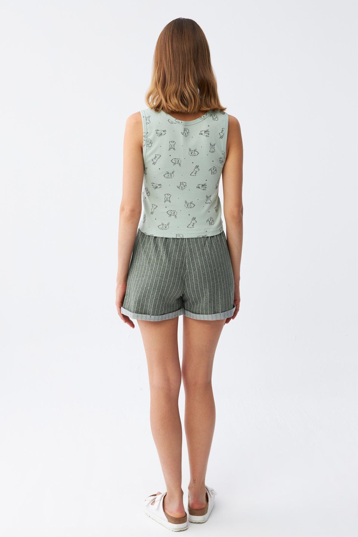 Akbeniz Kadın Kalın Askılı Şortlu Pijama Takım 3631