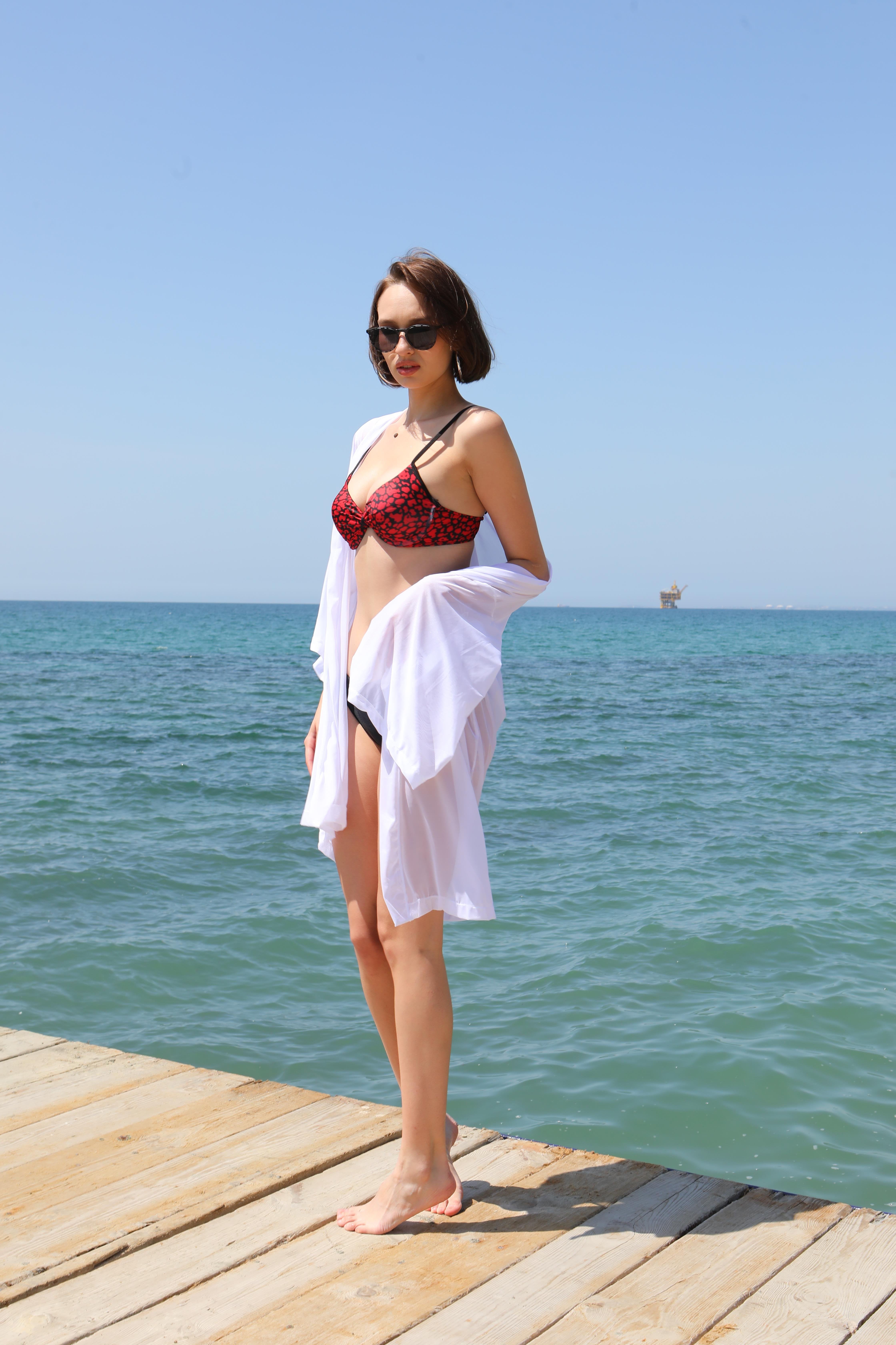 Akbeniz Kadın Kimono Pareo Plaj Elbisesi Beyaz 38049