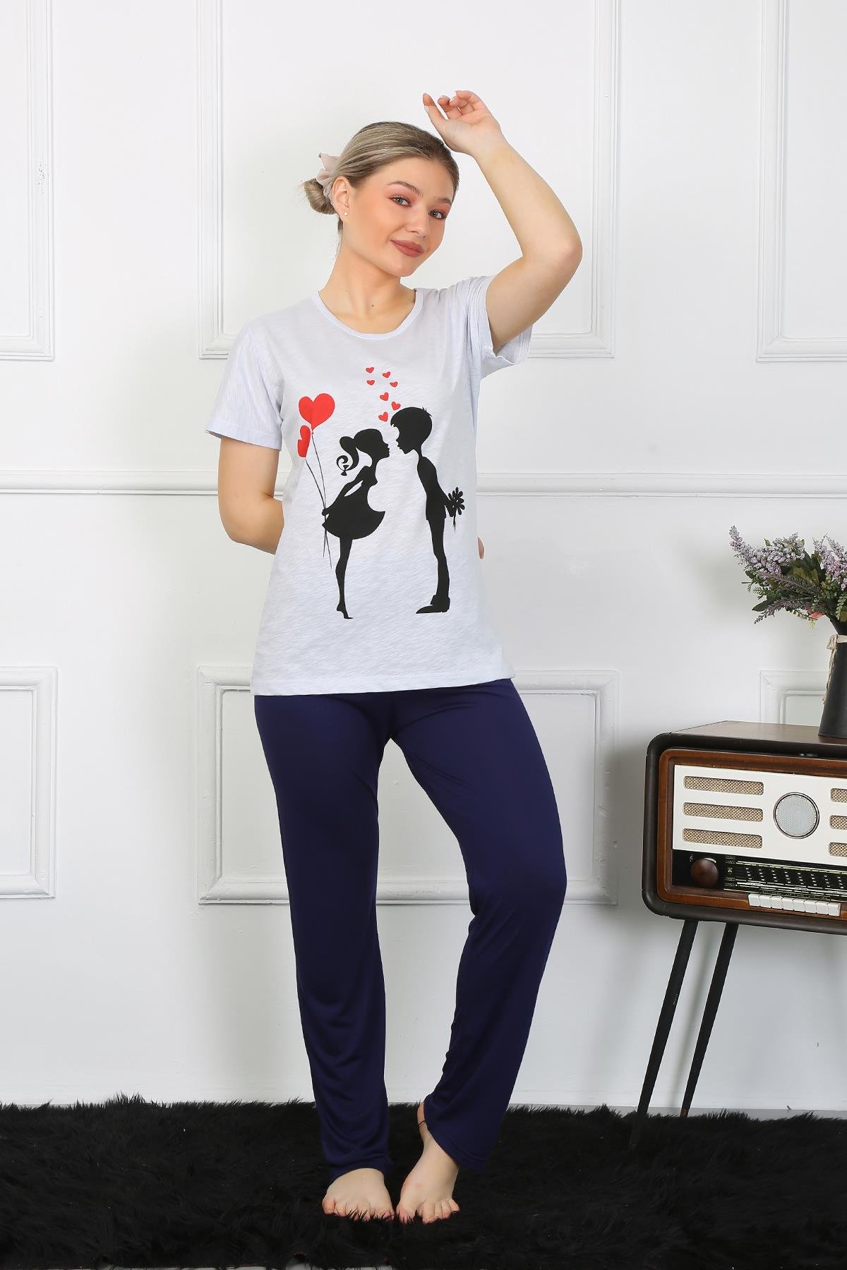 Akbeniz Kadın Kısa Kol Penye Pİjama Takımı 4208