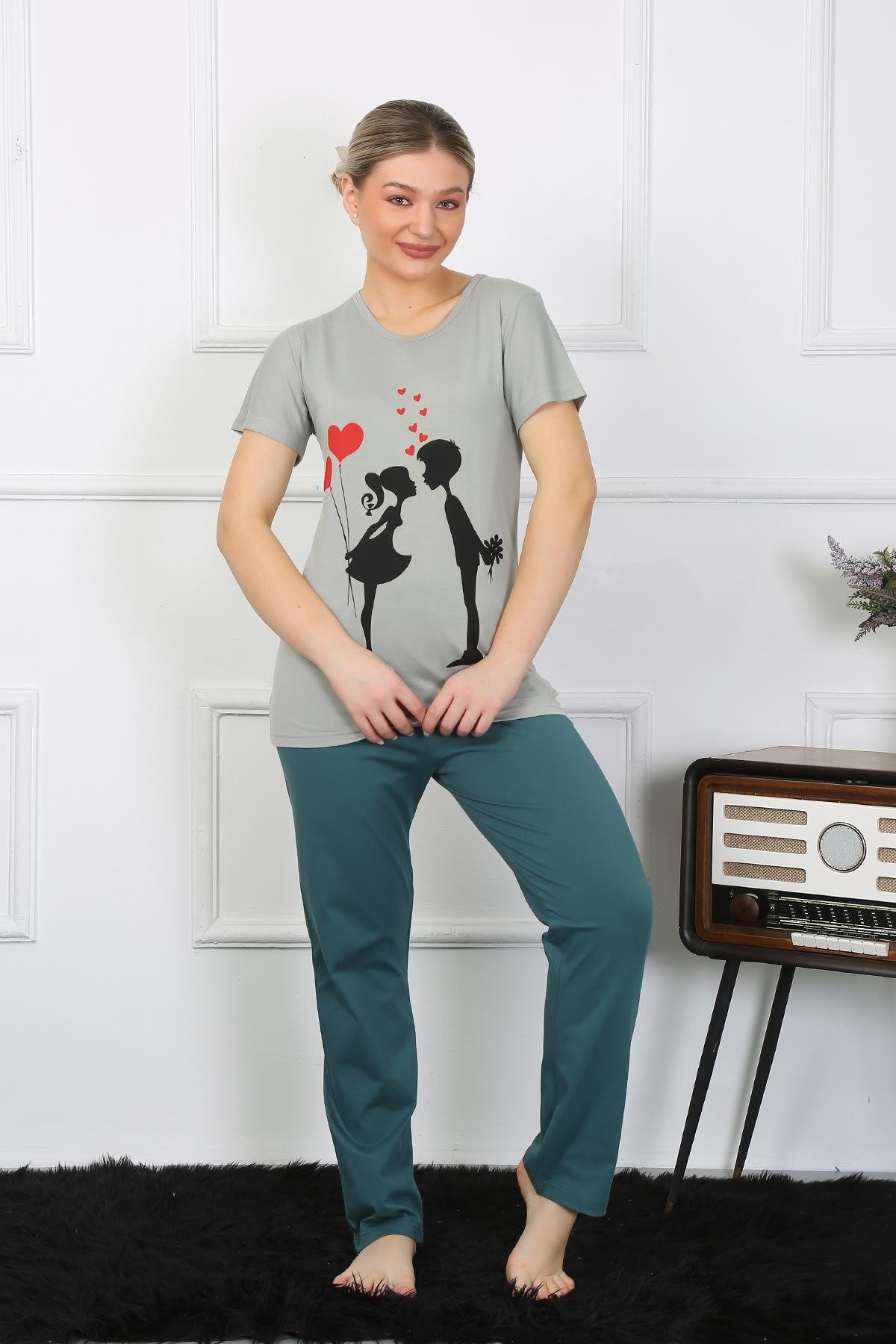 Akbeniz Kadın Kısa Kol Penye Pijama Takımı 4210