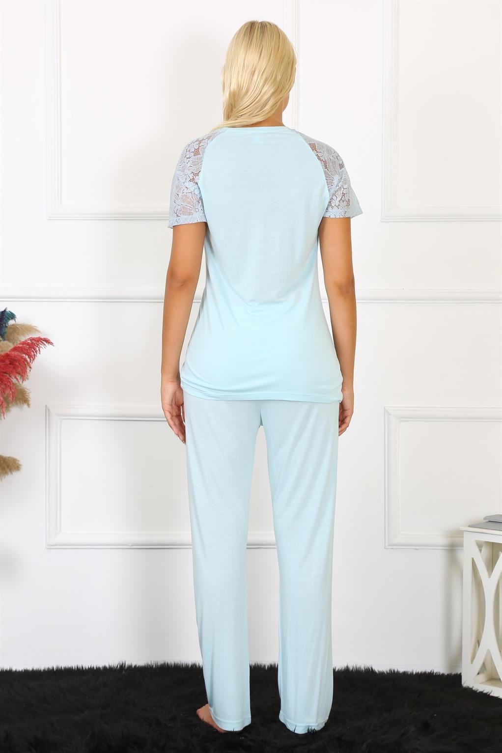 Akbeniz Kadın Kolu Dantelli Penye Pijama Takım 4151