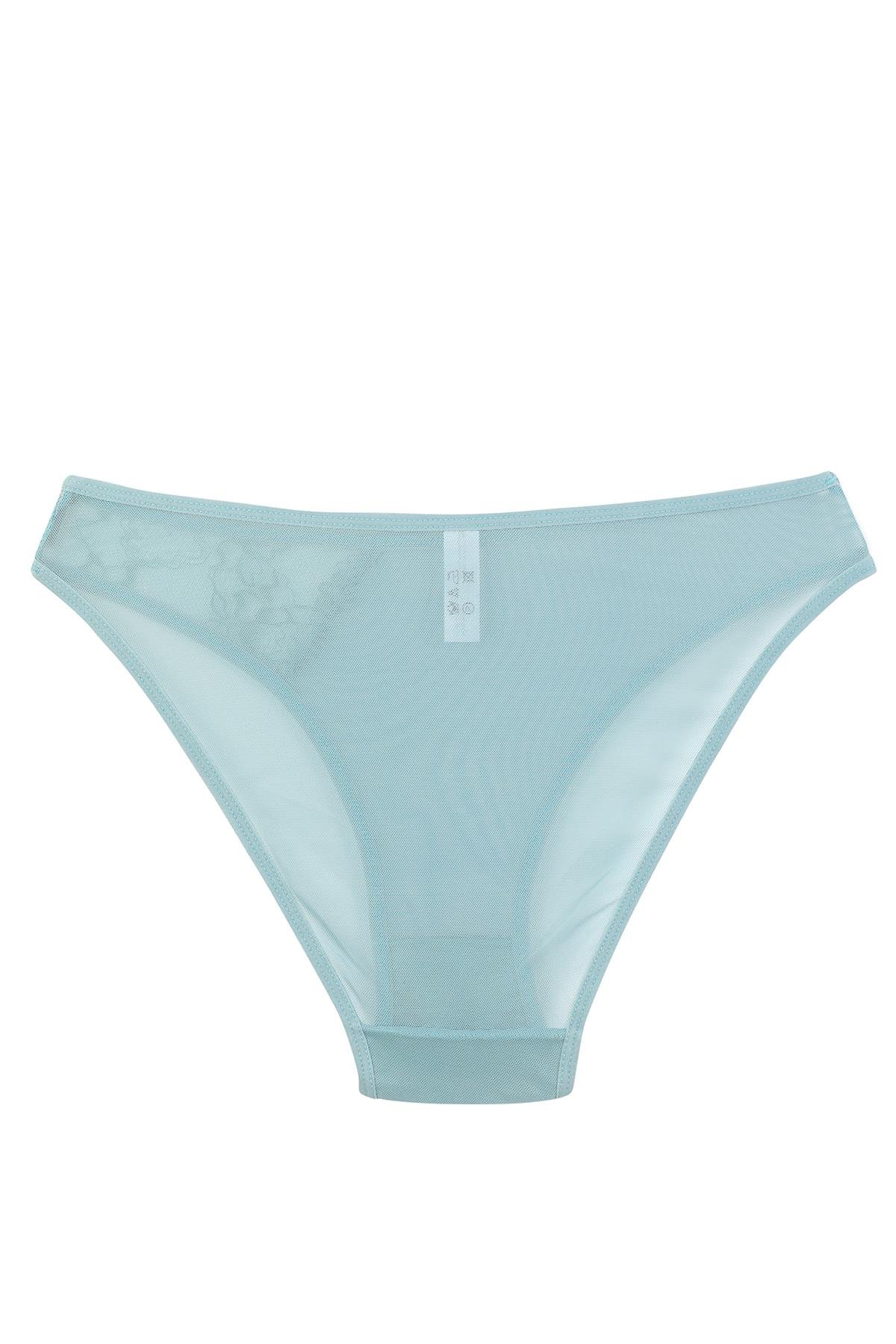 Akbeniz Kadın Mavi Dantel Detaylı Transparan 2’li Slip