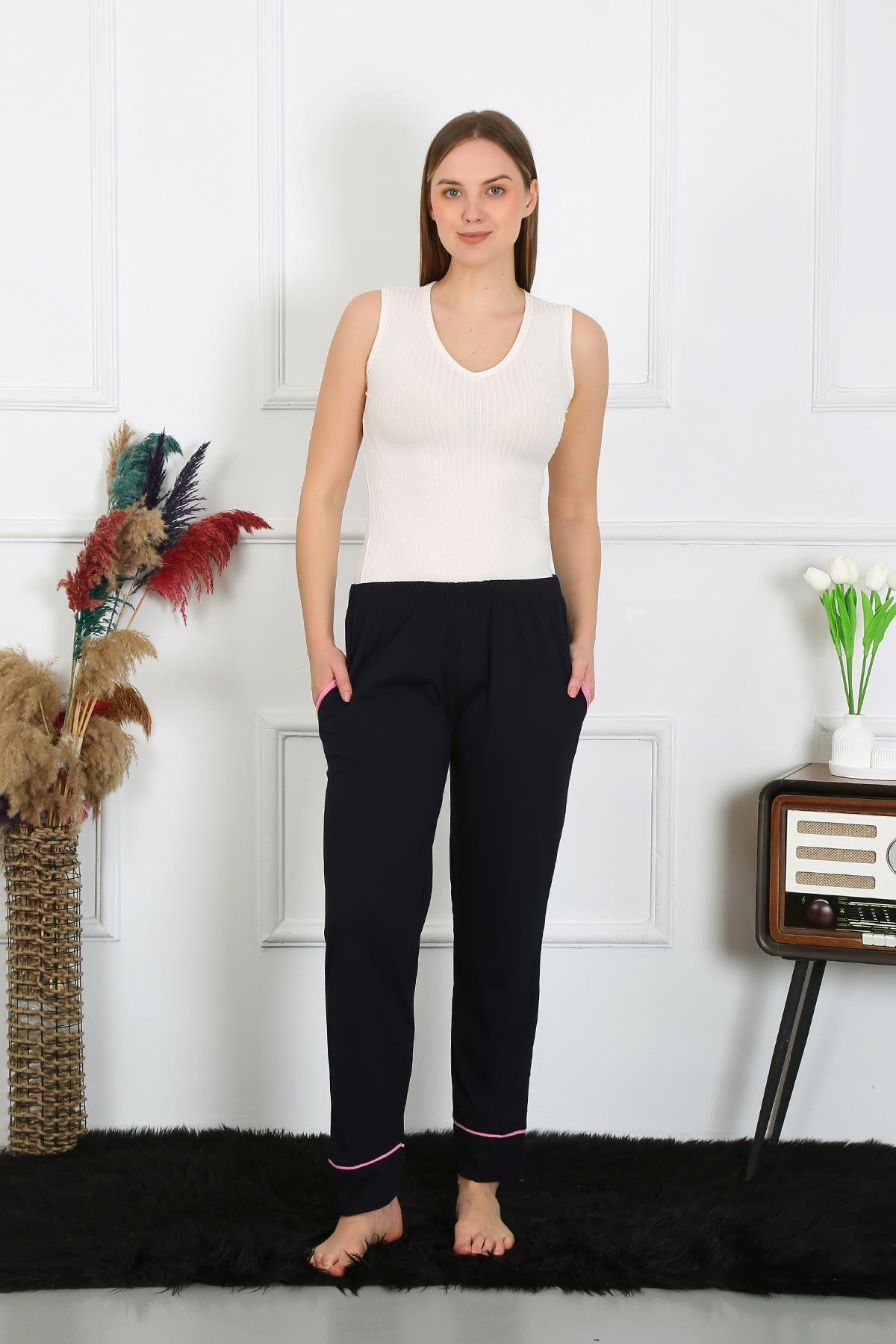 Akbeniz Kadın Pamuk Penye Cepli Tek Alt Pijama Lacivert 27512