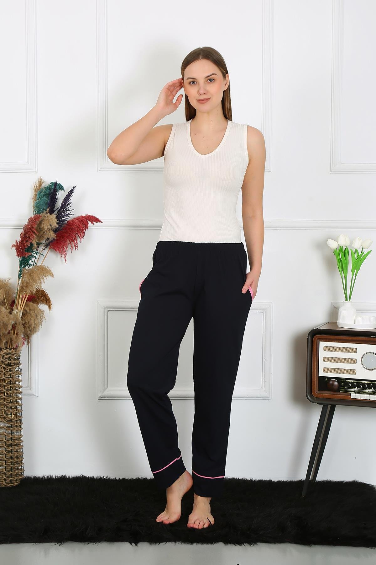 Akbeniz Kadın Pamuk Penye Cepli Tek Alt Pijama Lacivert 27512