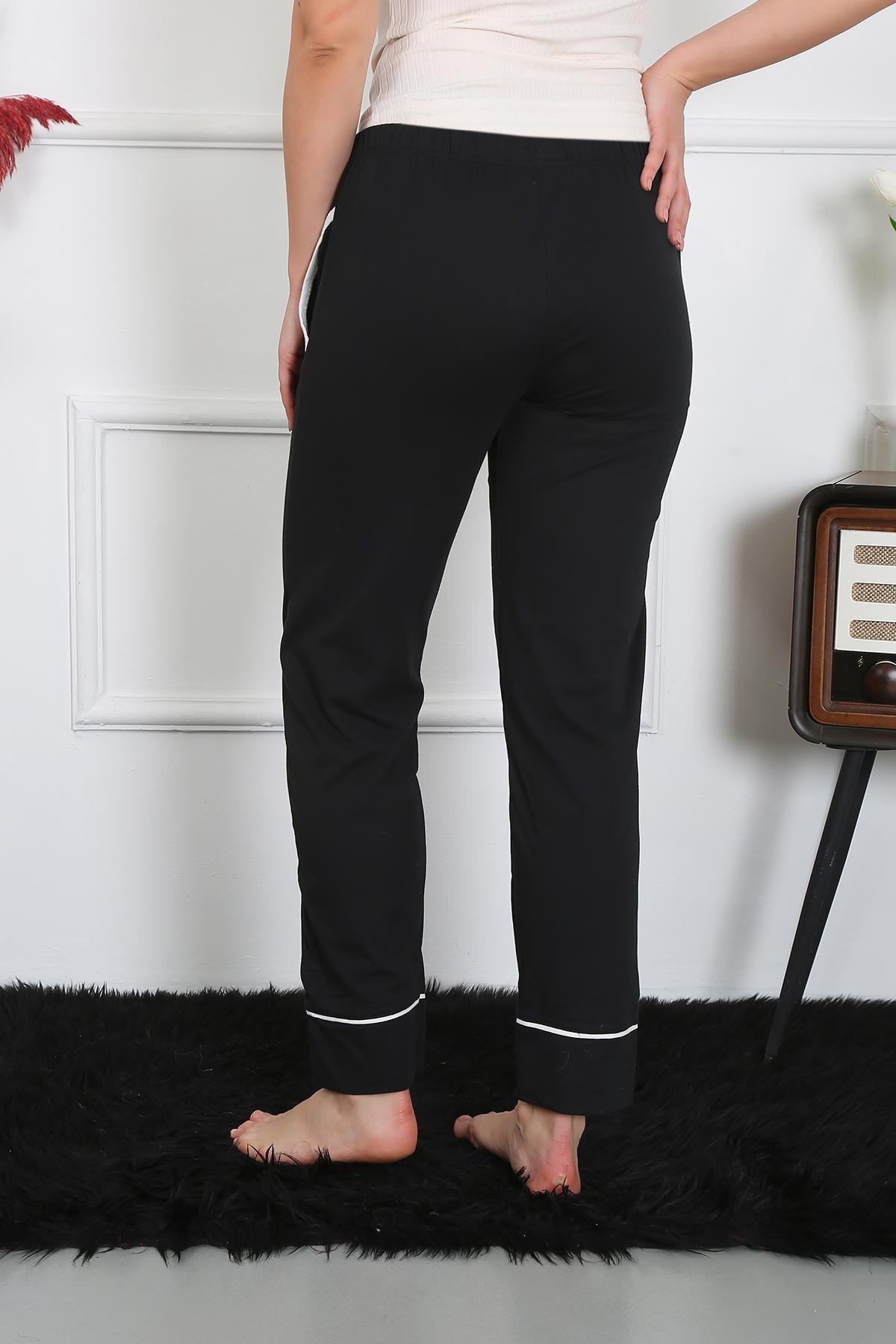 Akbeniz Kadın Pamuk Penye Cepli Tek Alt Pijama Siyah 27512