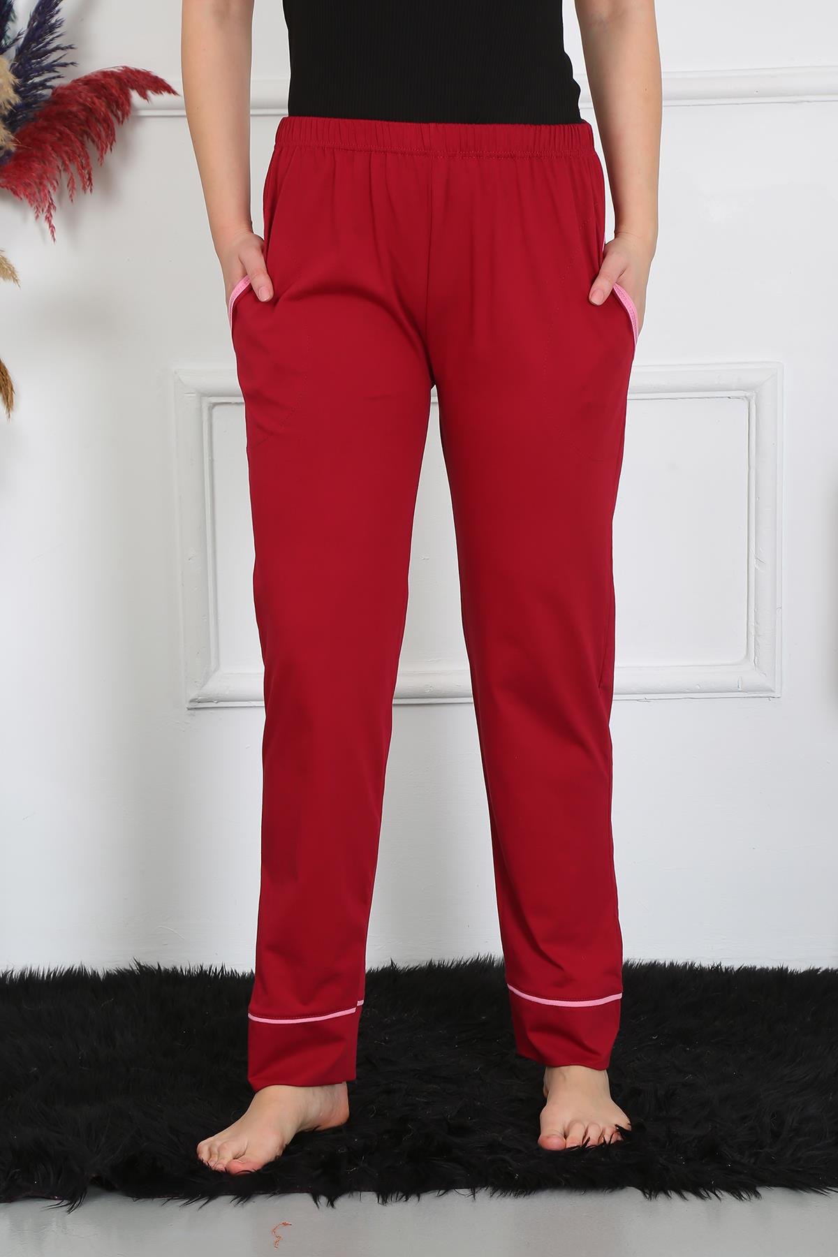 Akbeniz Kadın Pamuk Penye Cepli Tek Alt Pijama Bordo 27512