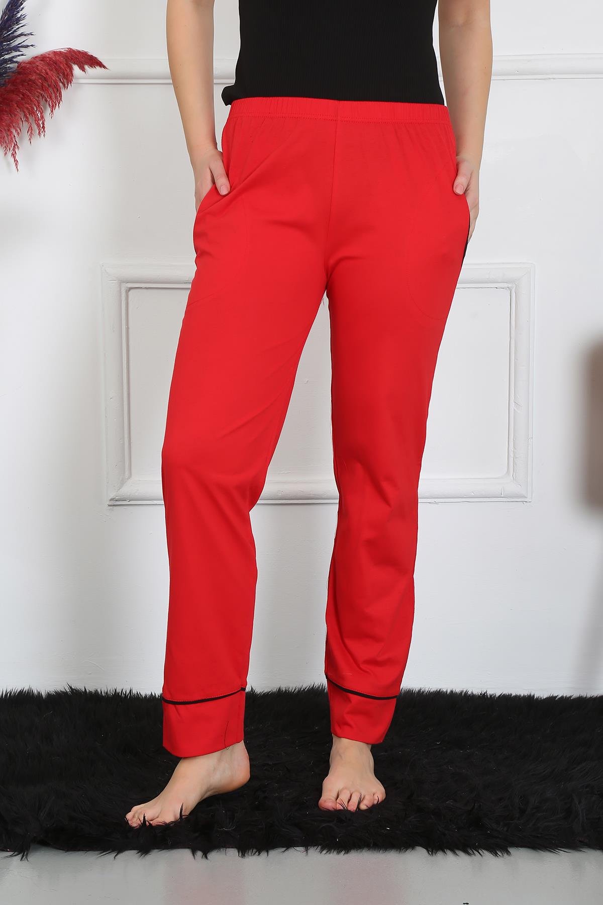 Akbeniz Kadın Pamuk Penye Cepli Tek Alt Pijama Kırmızı 27512