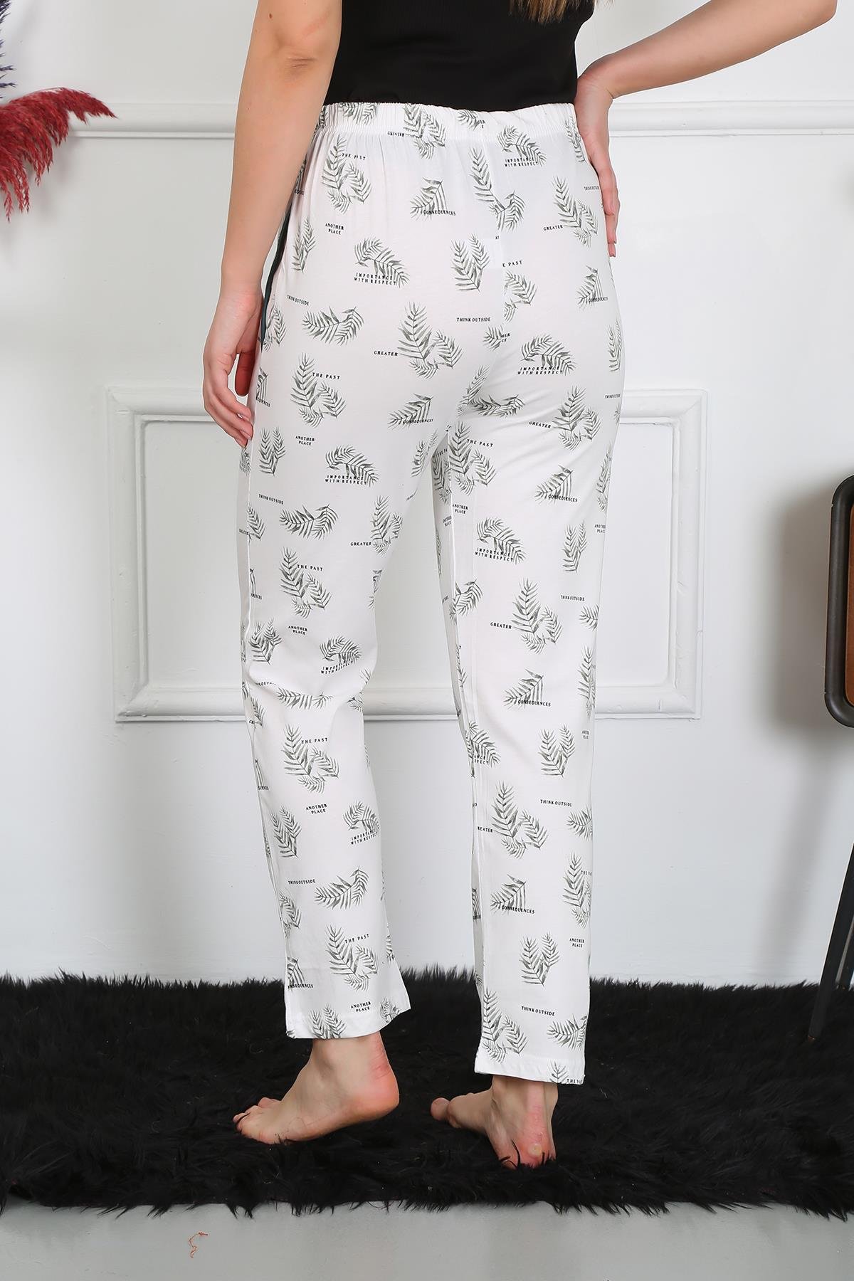 Akbeniz Kadın Pamuk Penye Cepli Tek Alt Pijama Ekru 27512