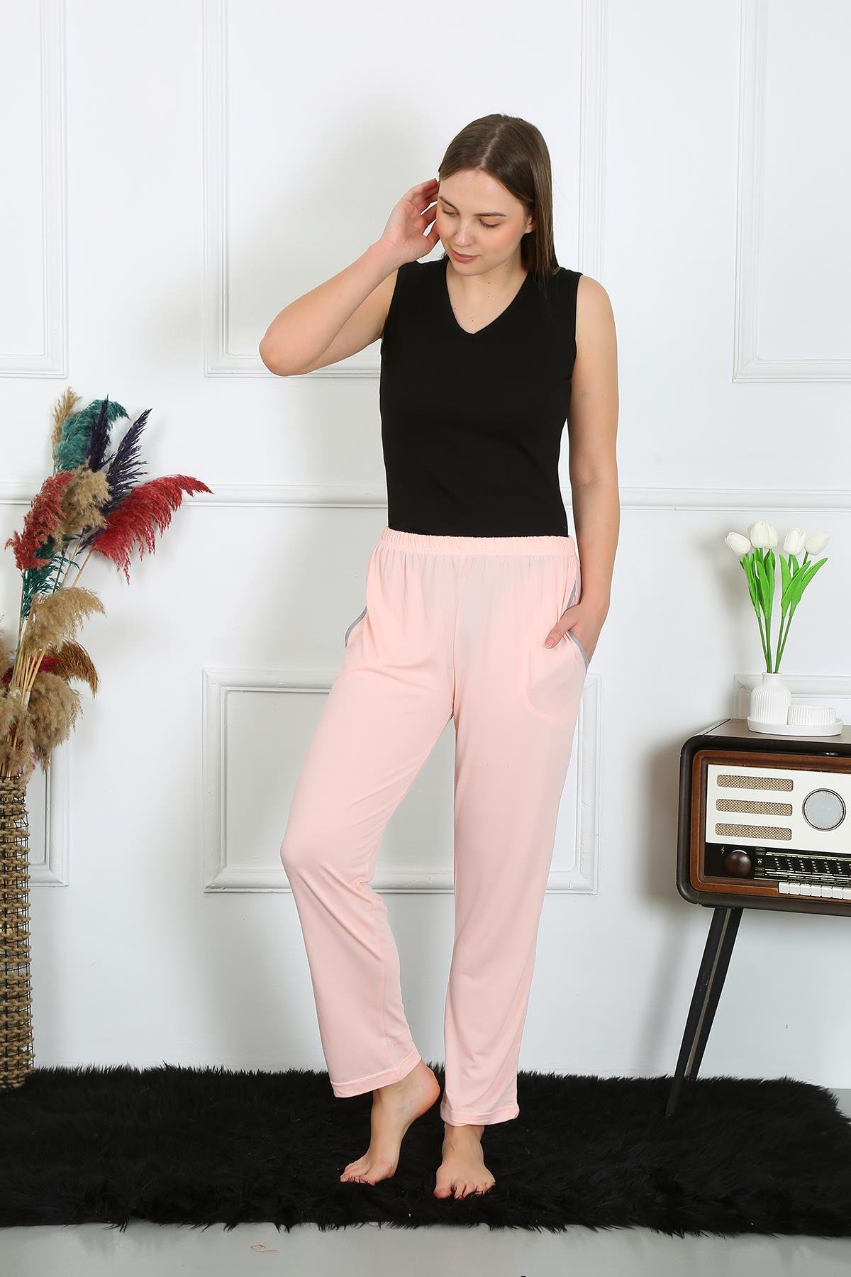 Akbeniz Kadın Pamuk Penye Cepli Tek Alt Pijama Pembe 27512