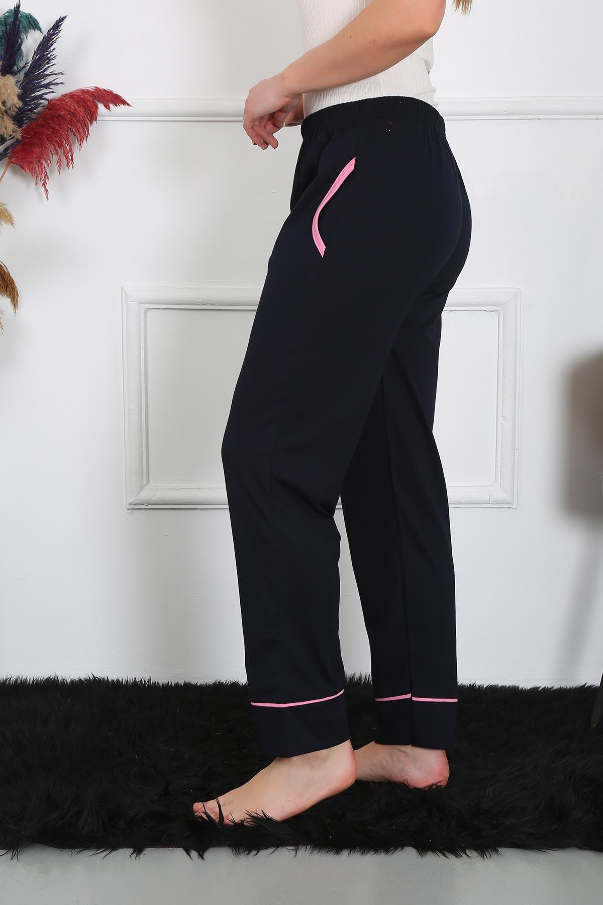 Akbeniz Kadın Pamuk Penye Cepli Tek Alt Pijama Lacivert 27512