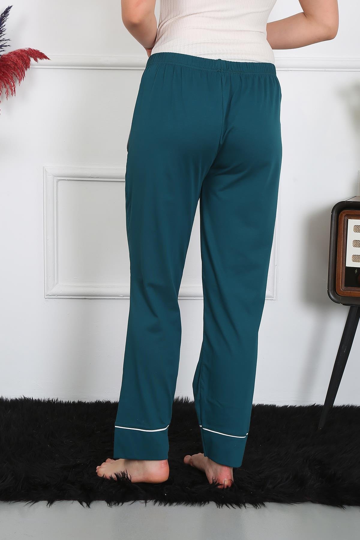 Akbeniz Kadın Pamuk Penye Cepli Tek Alt Pijama Petrol 27512