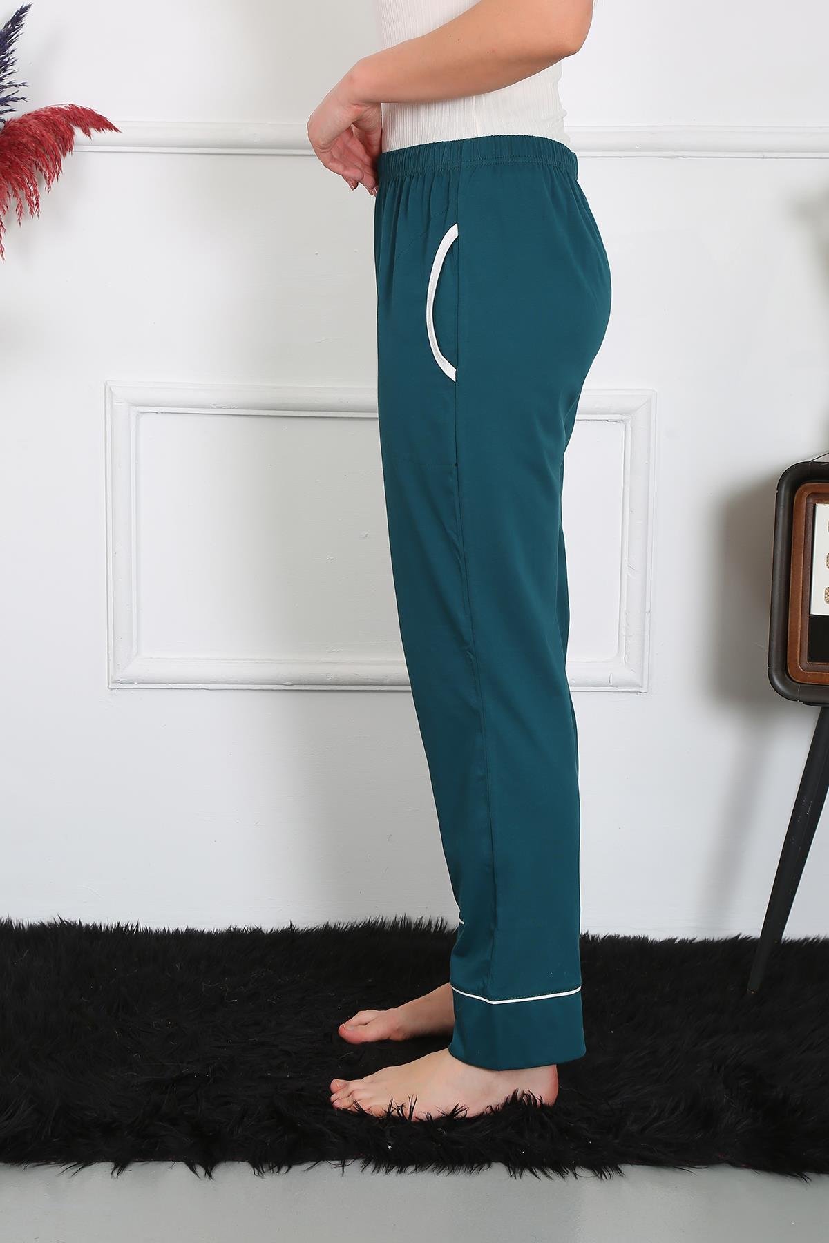 Akbeniz Kadın Pamuk Penye Cepli Tek Alt Pijama Petrol 27512