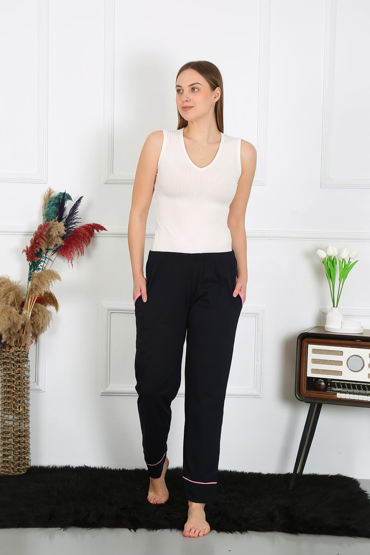 Akbeniz Kadın Pamuk Penye Cepli Tek Alt Pijama Lacivert 27512