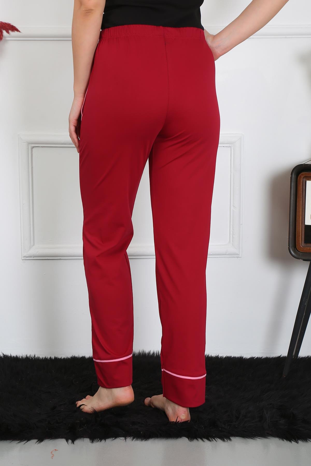 Akbeniz Kadın Pamuk Penye Cepli Tek Alt Pijama Bordo 27512