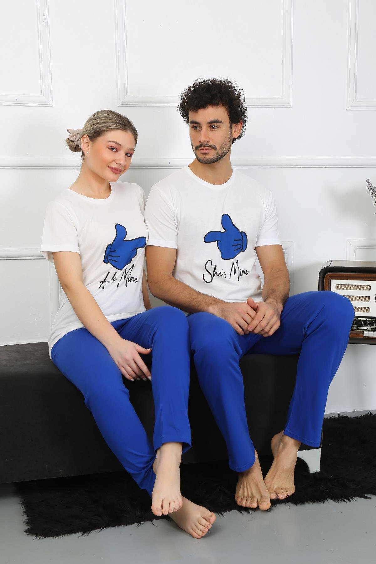 Akbeniz Kadın Pamuk Penye Sevgili Kombini Pijama Takımı Beyaz 50129 Tek Takım Fiyatıdır