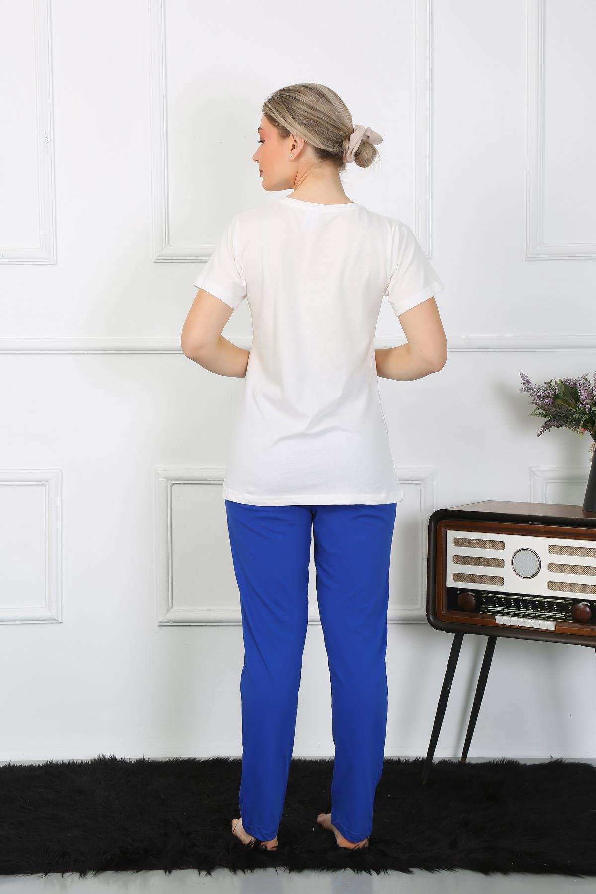 Akbeniz Kadın Pamuk Penye Sevgili Kombini Pijama Takımı Beyaz 50129 Tek Takım Fiyatıdır