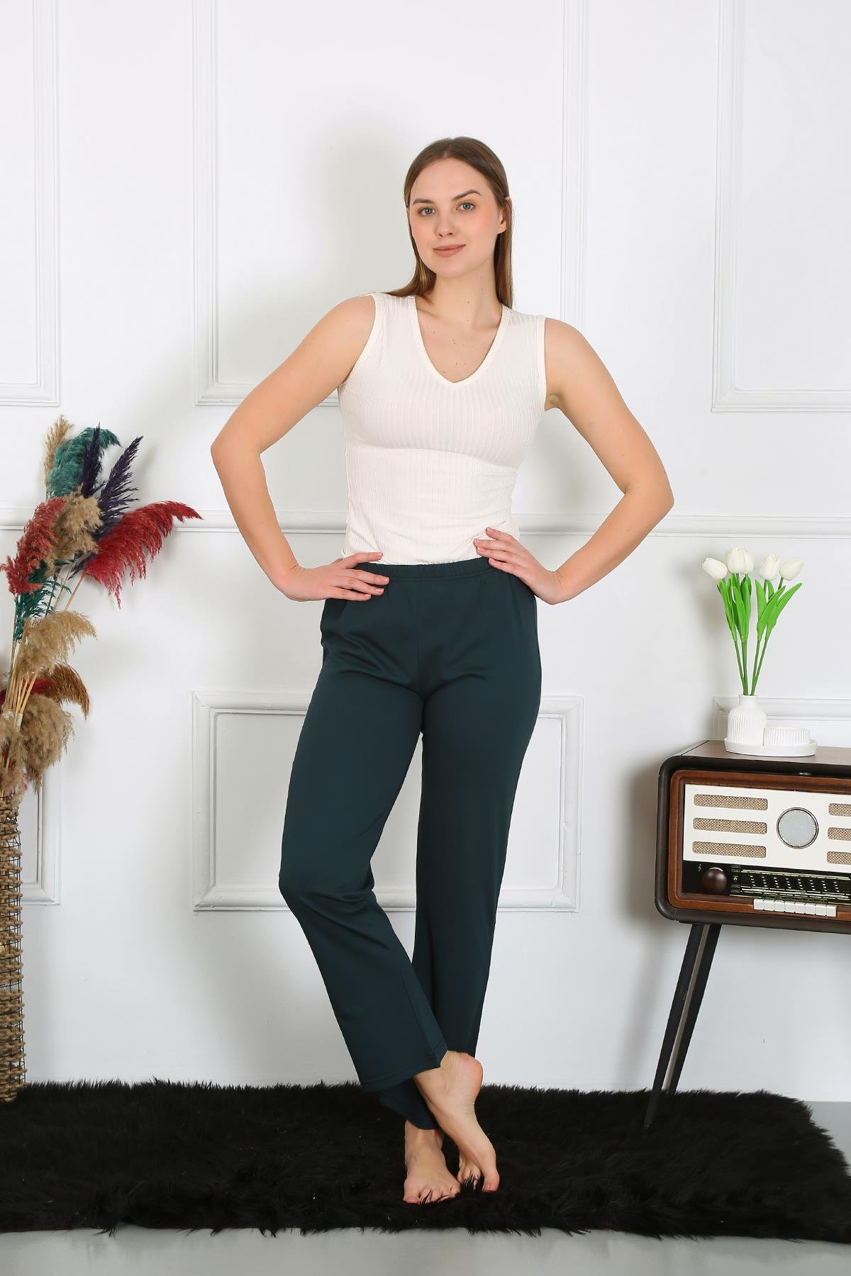 Akbeniz Kadın Pamuk Penye Tek Alt Pijama Petrol 27514