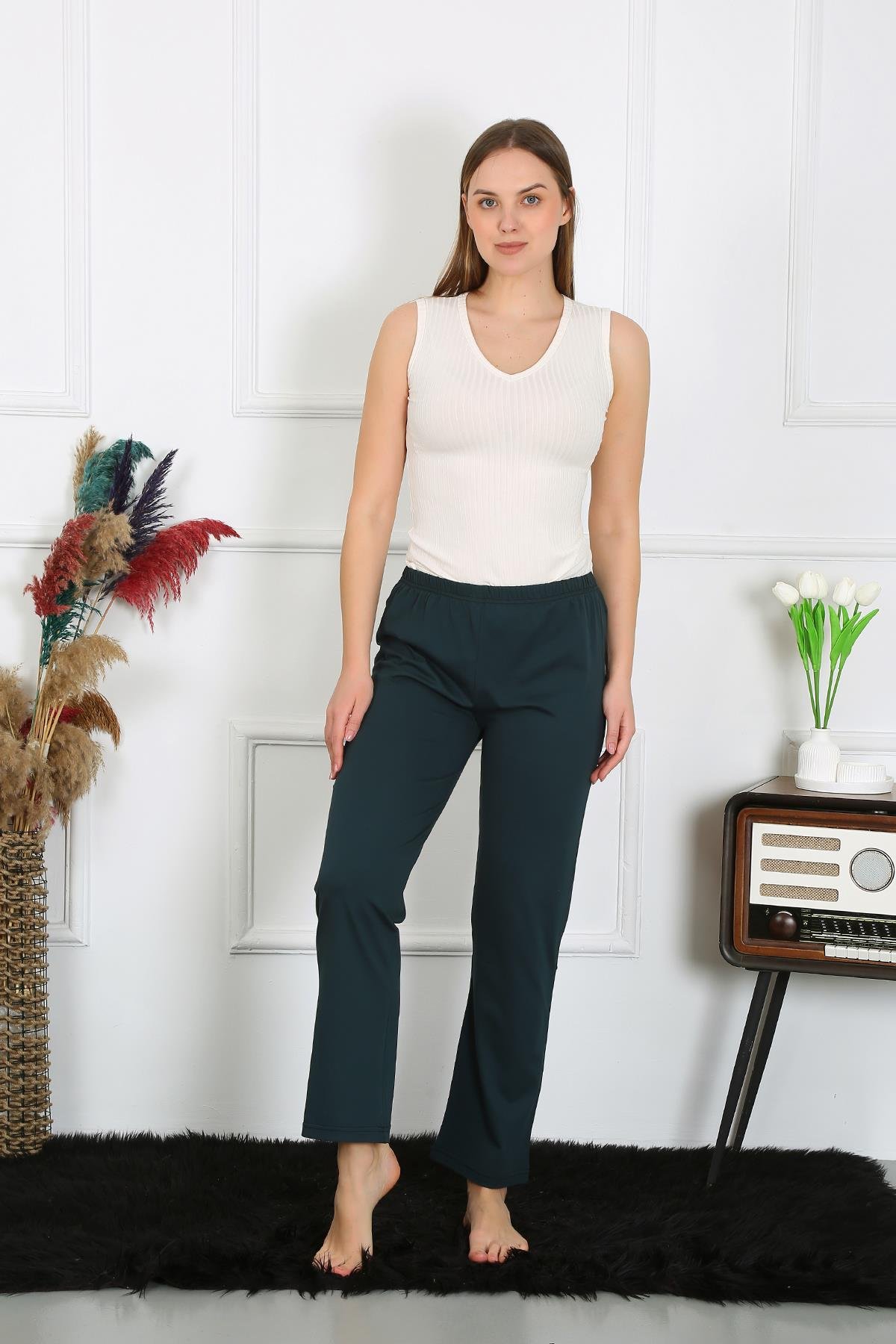 Akbeniz Kadın Pamuk Penye Tek Alt Pijama Petrol 27514