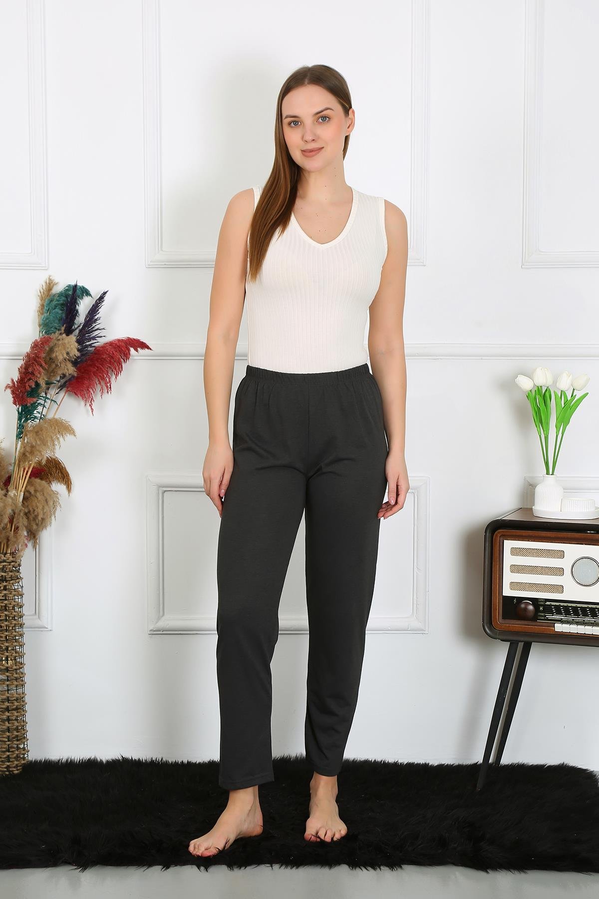 Akbeniz Kadın Pamuk Penye Tek Alt Pijama Füme 27514