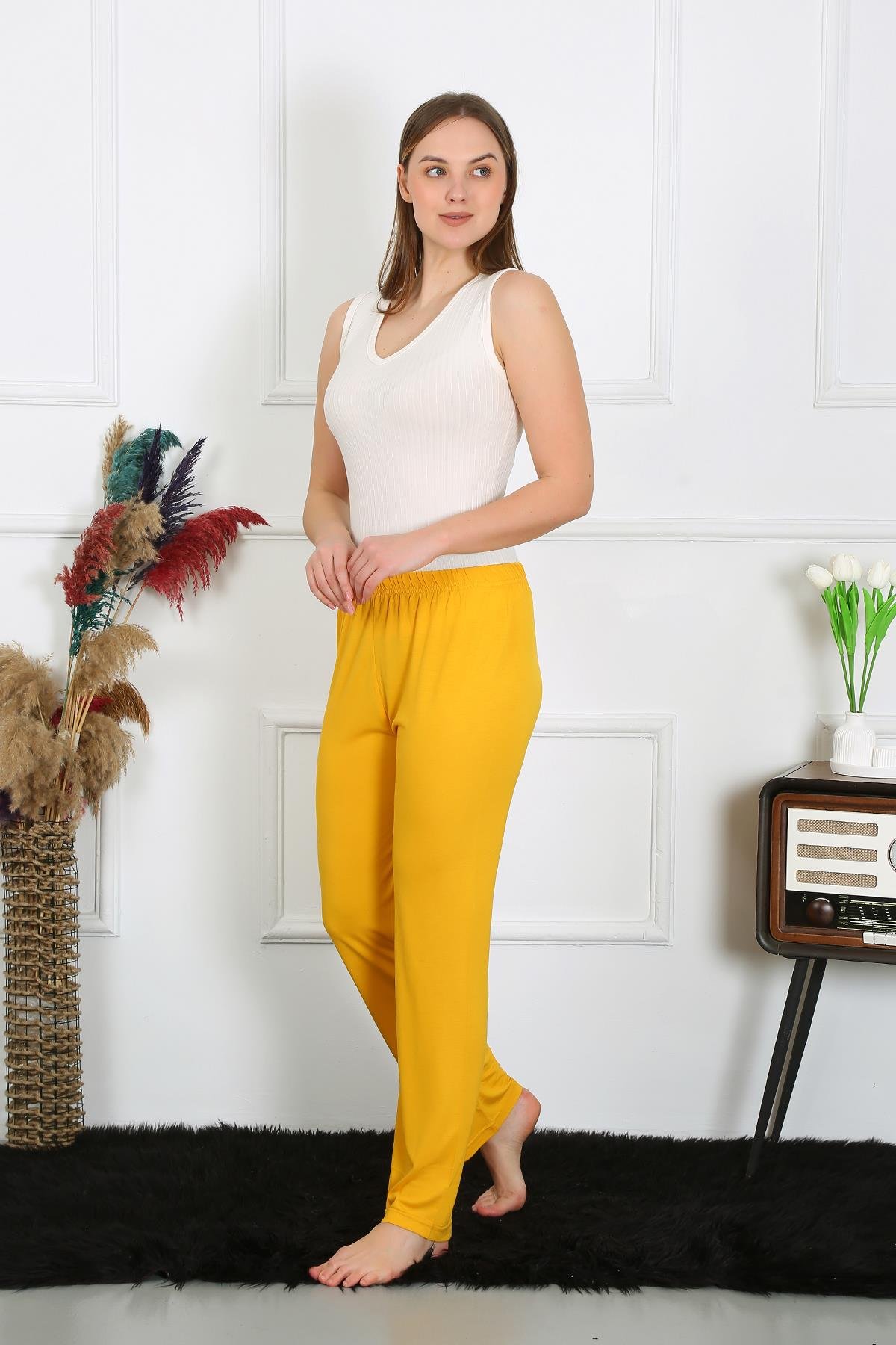 Akbeniz Kadın Pamuk Penye Tek Alt Pijama Sarı 27513