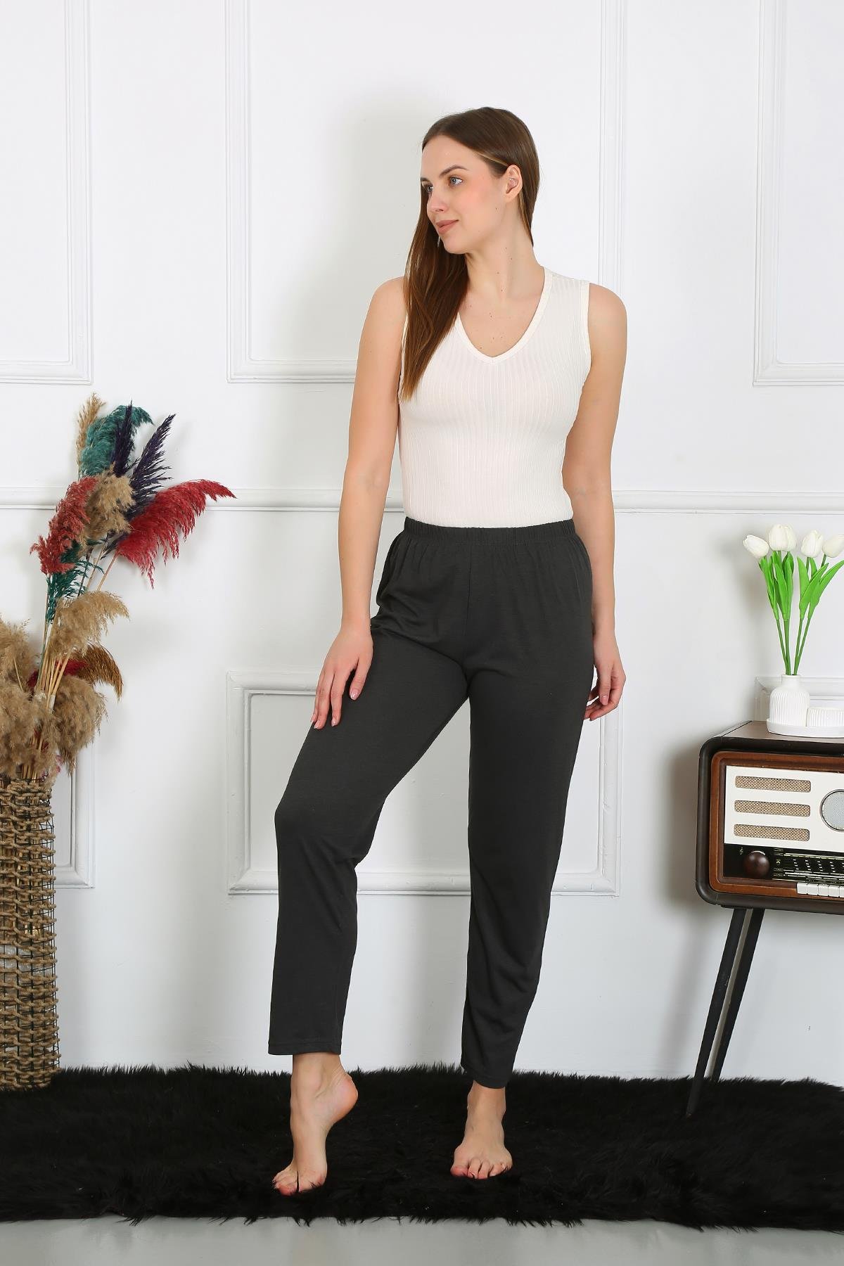 Akbeniz Kadın Pamuk Penye Tek Alt Pijama Füme 27514