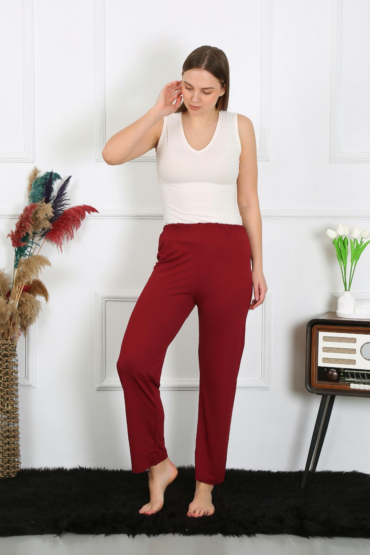 Akbeniz Kadın Pamuk Penye Tek Alt Pijama Bordo 27514