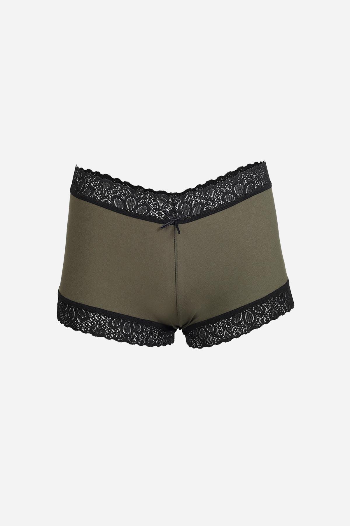 Akbeniz Kadın Pamuklu 2li Boxer Haki 40277