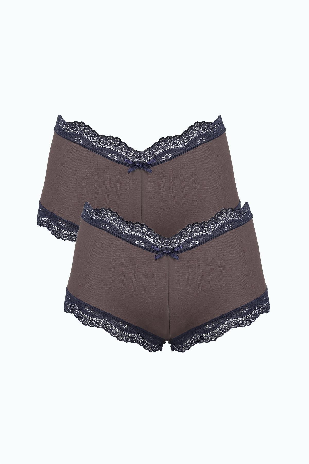 Akbeniz Kadın Pamuklu 2li Boxer Kahve 40277