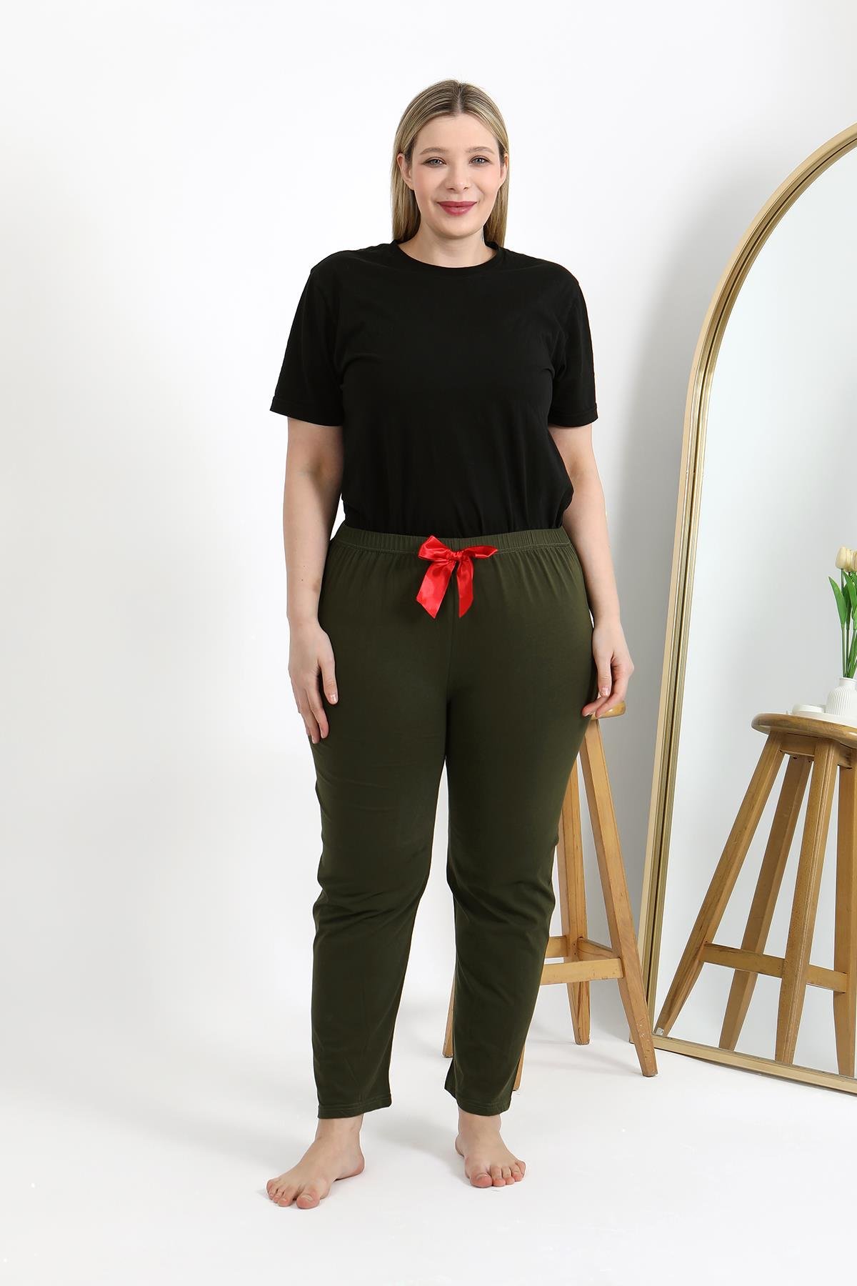 Akbeniz Kadın Pamuklu Büyük Beden Alt Pijama 27559 Haki