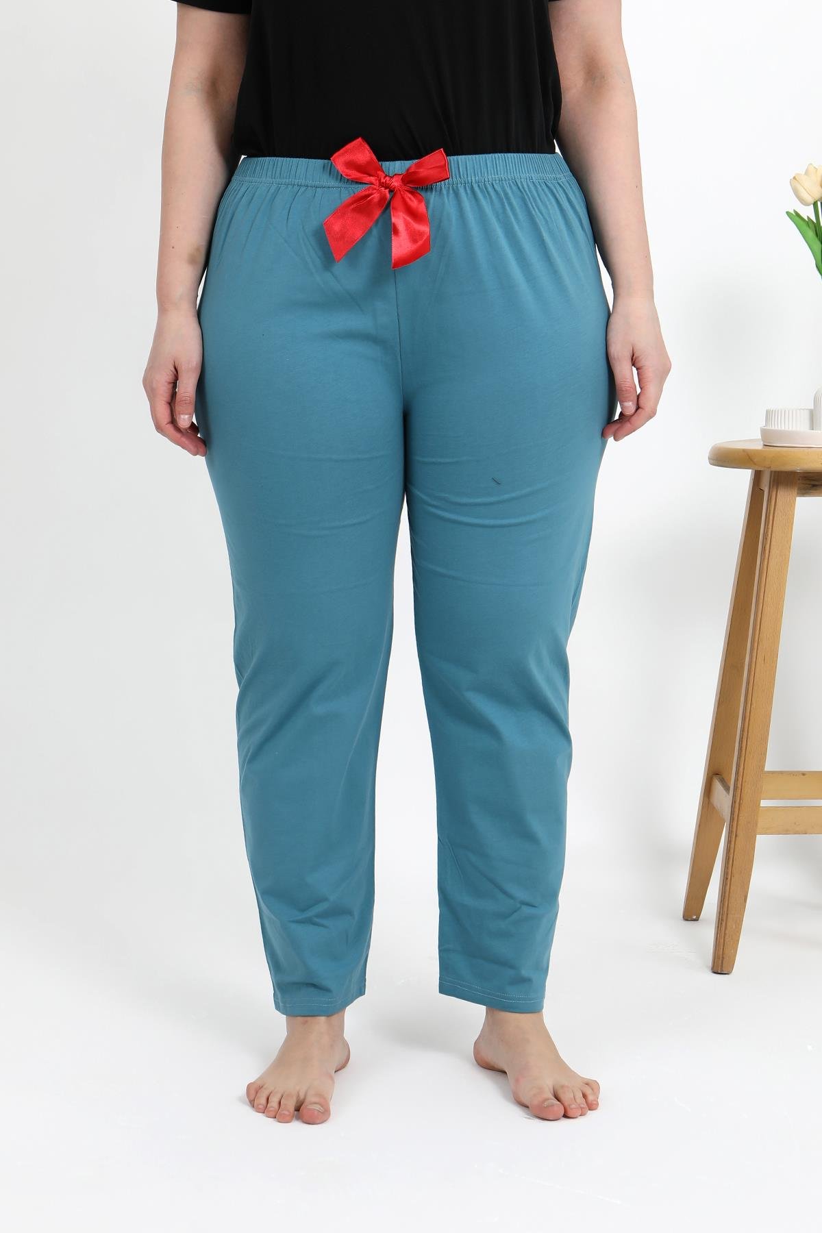 Akbeniz Kadın Pamuklu Büyük Beden Alt Pijama 27559 Petrol