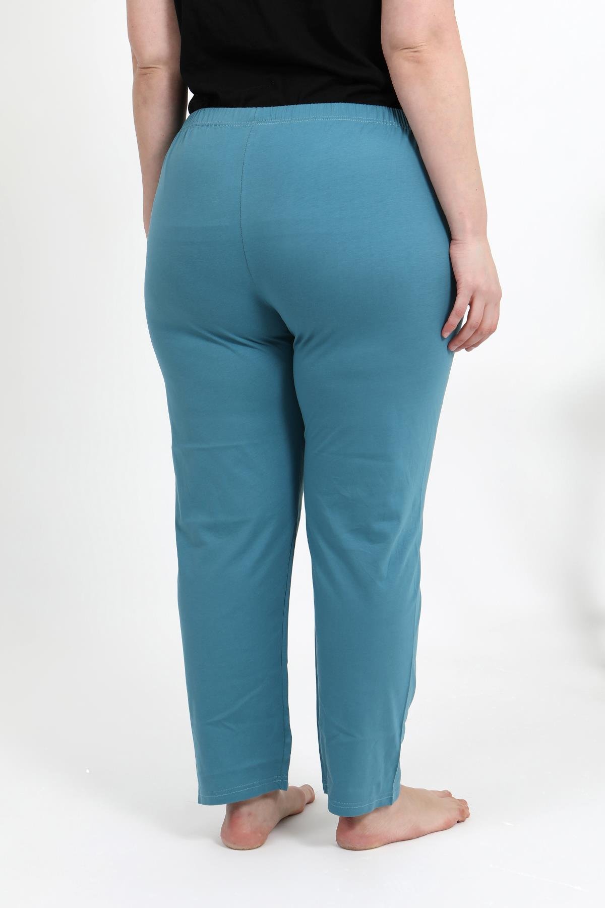 Akbeniz Kadın Pamuklu Büyük Beden Alt Pijama 27559 Petrol