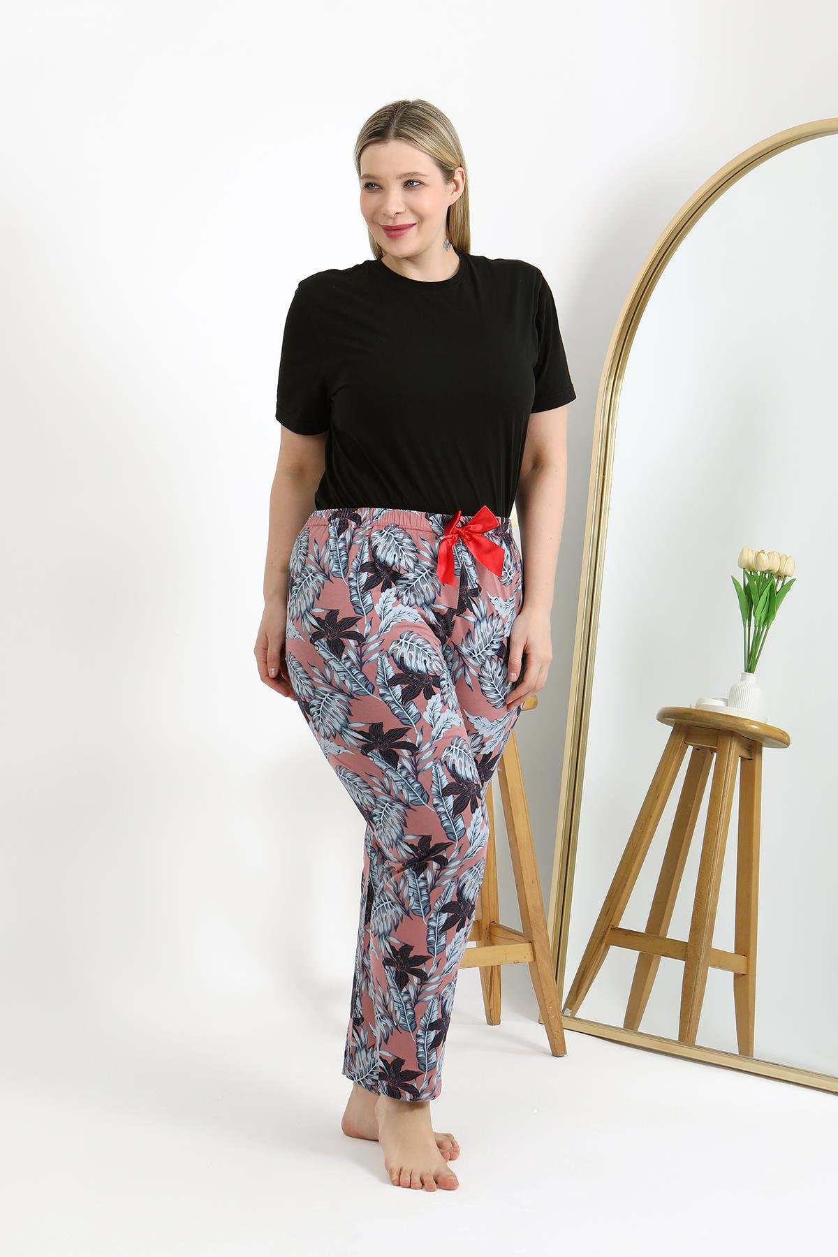 Akbeniz Kadın Pamuklu Büyük Beden Alt Pijama 27557 Somon