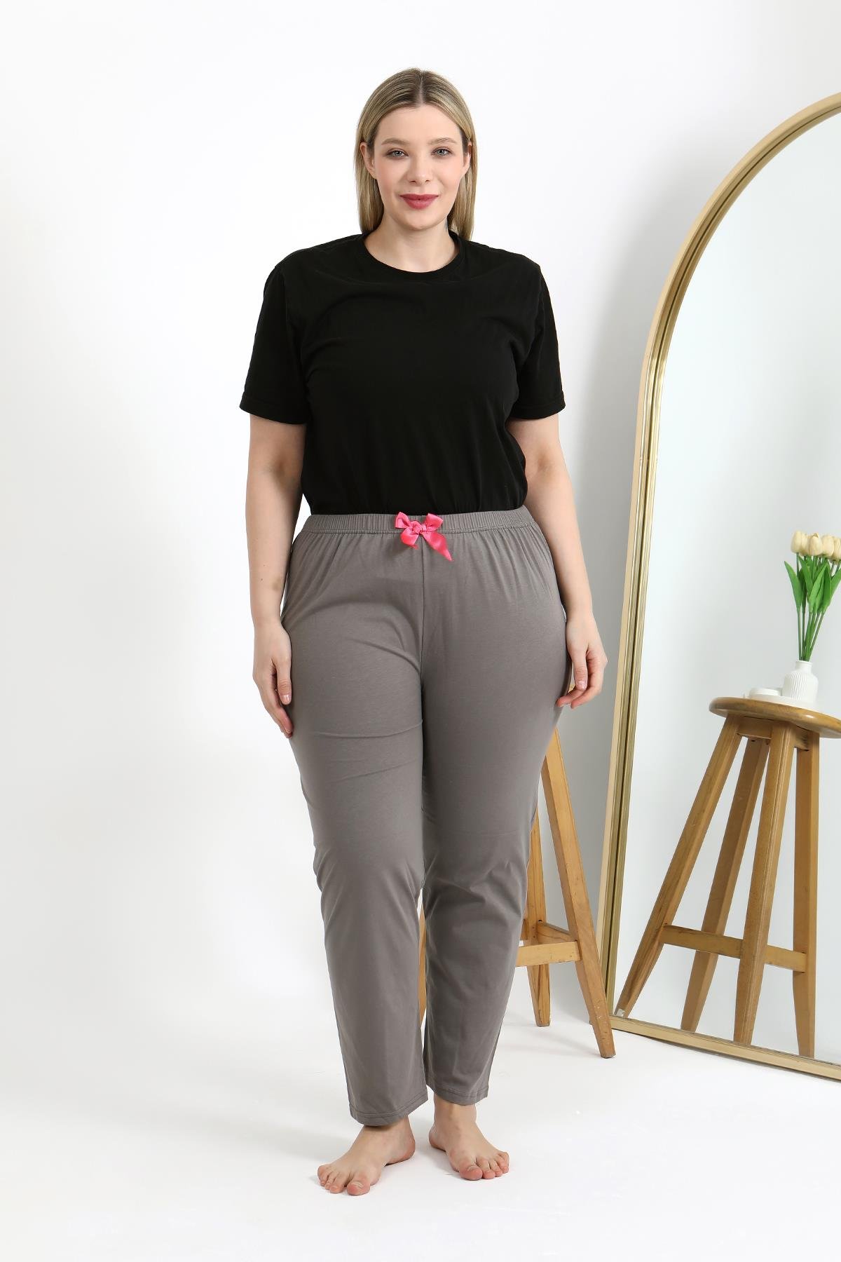 Akbeniz Kadın Pamuklu Büyük Beden Alt Pijama 27559 Vizon