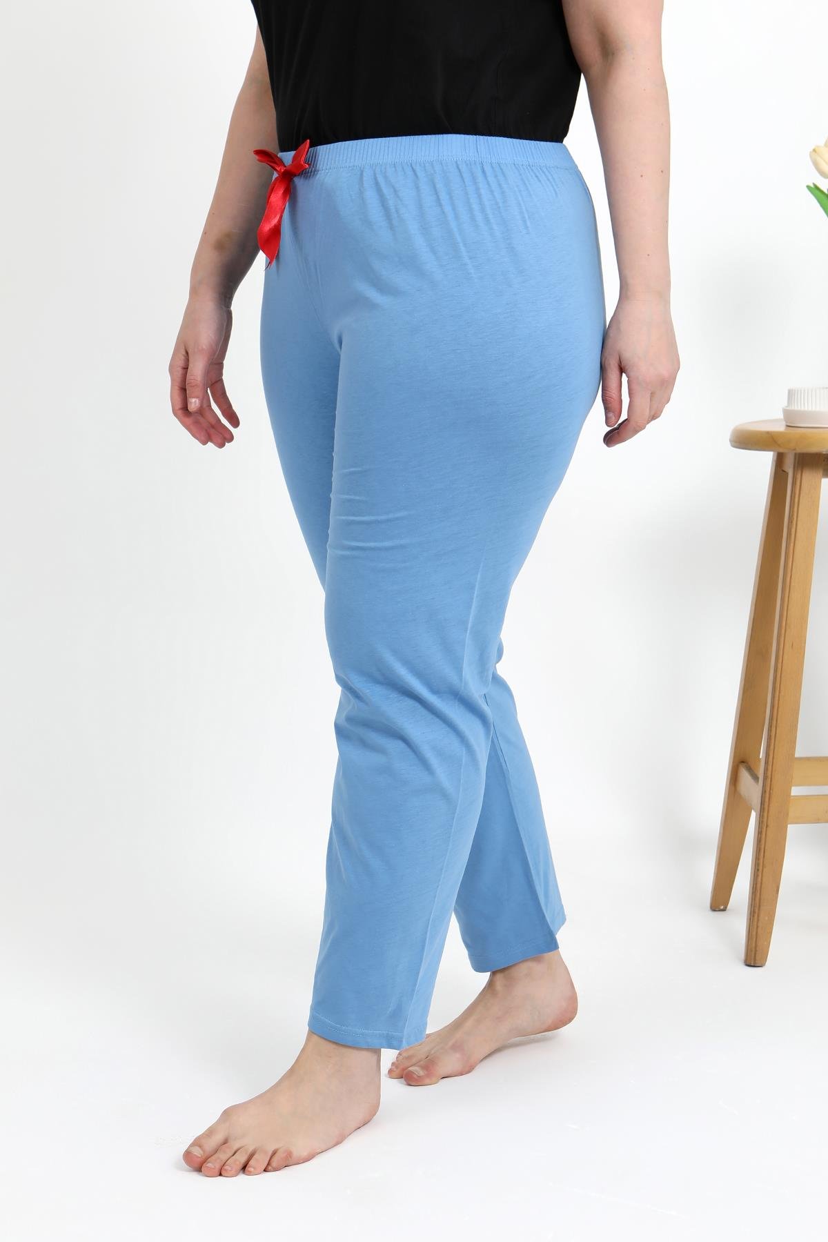 Akbeniz Kadın Pamuklu Büyük Beden Alt Pijama 27559 Mavi