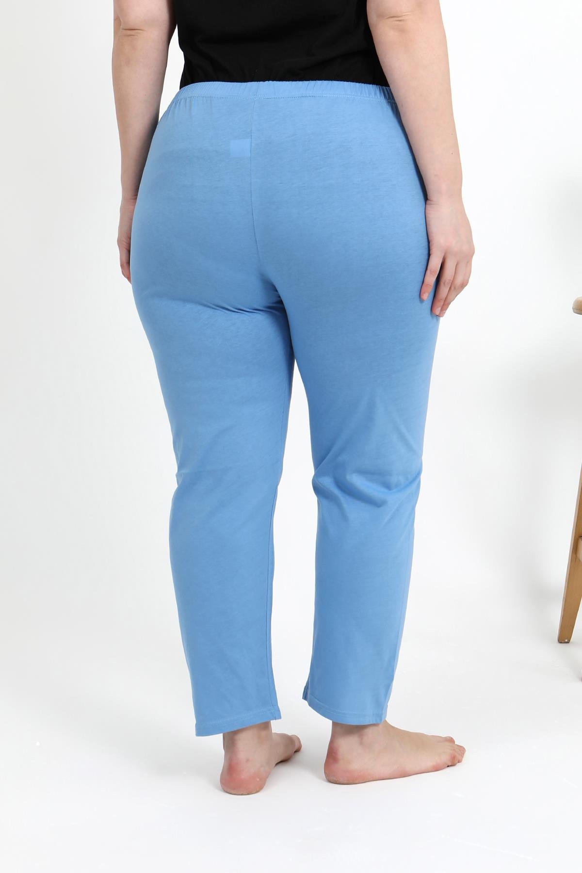 Akbeniz Kadın Pamuklu Büyük Beden Alt Pijama 27559 Mavi