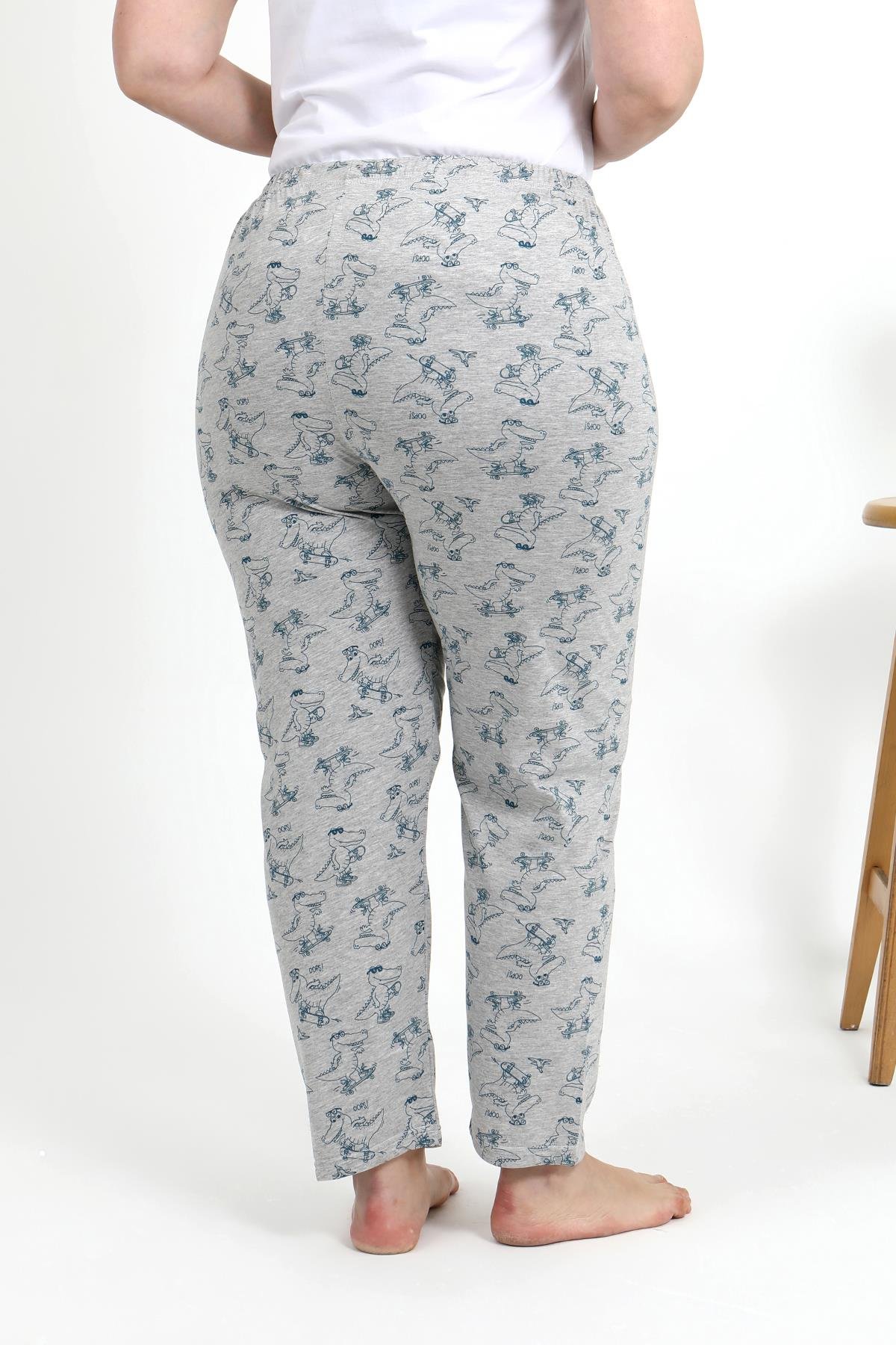 Akbeniz Kadın Pamuklu Büyük Beden Alt Pijama 27558 Gri