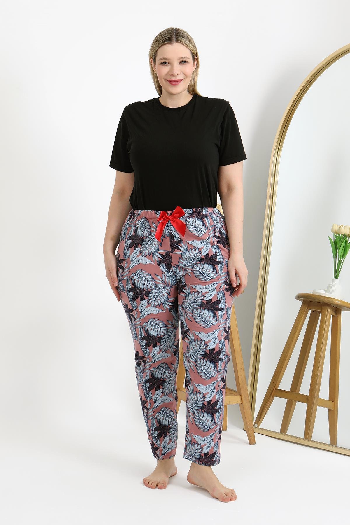 Akbeniz Kadın Pamuklu Büyük Beden Alt Pijama 27557 Somon