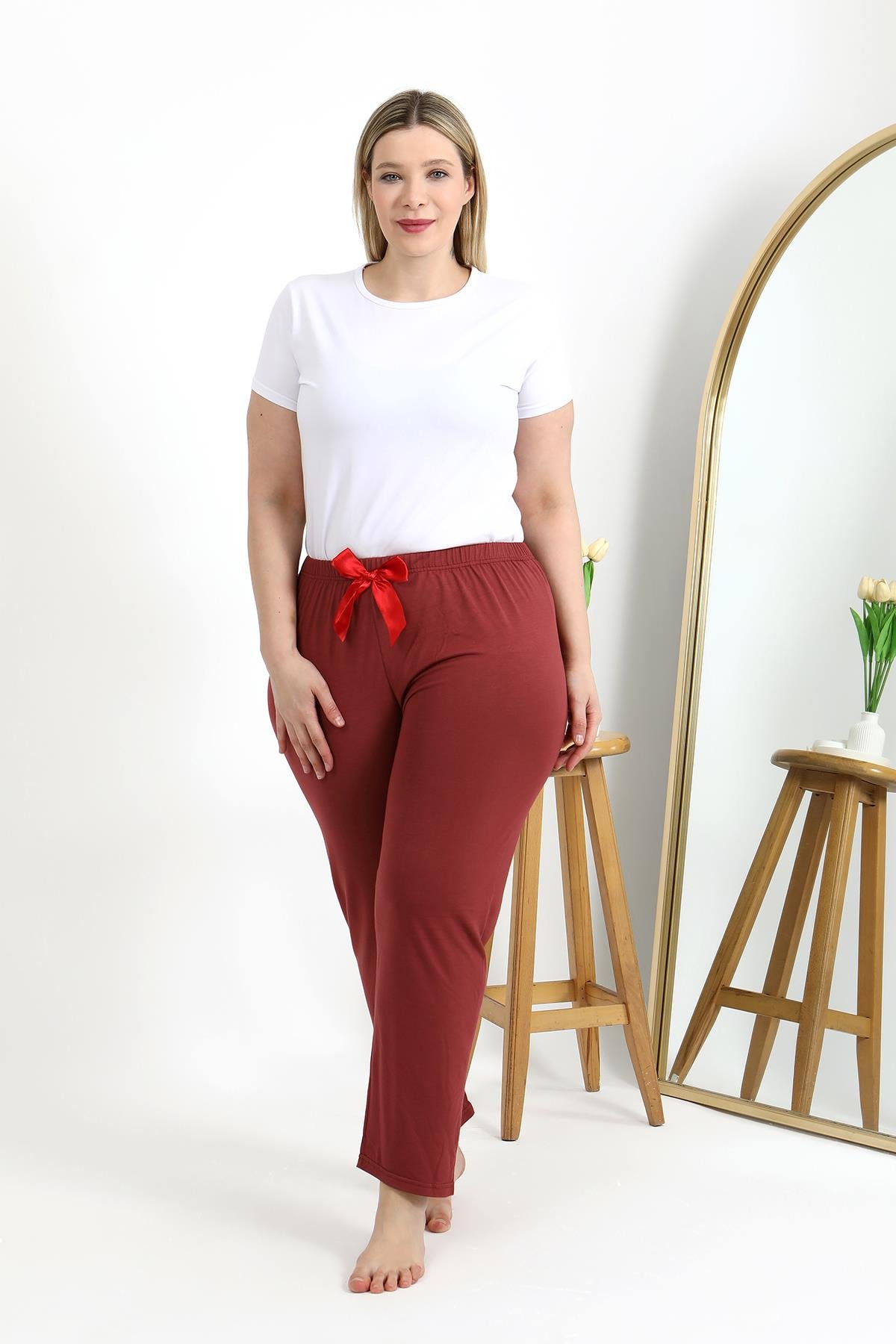 Akbeniz Kadın Pamuklu Büyük Beden Alt Pijama 27559 Yavruağzı