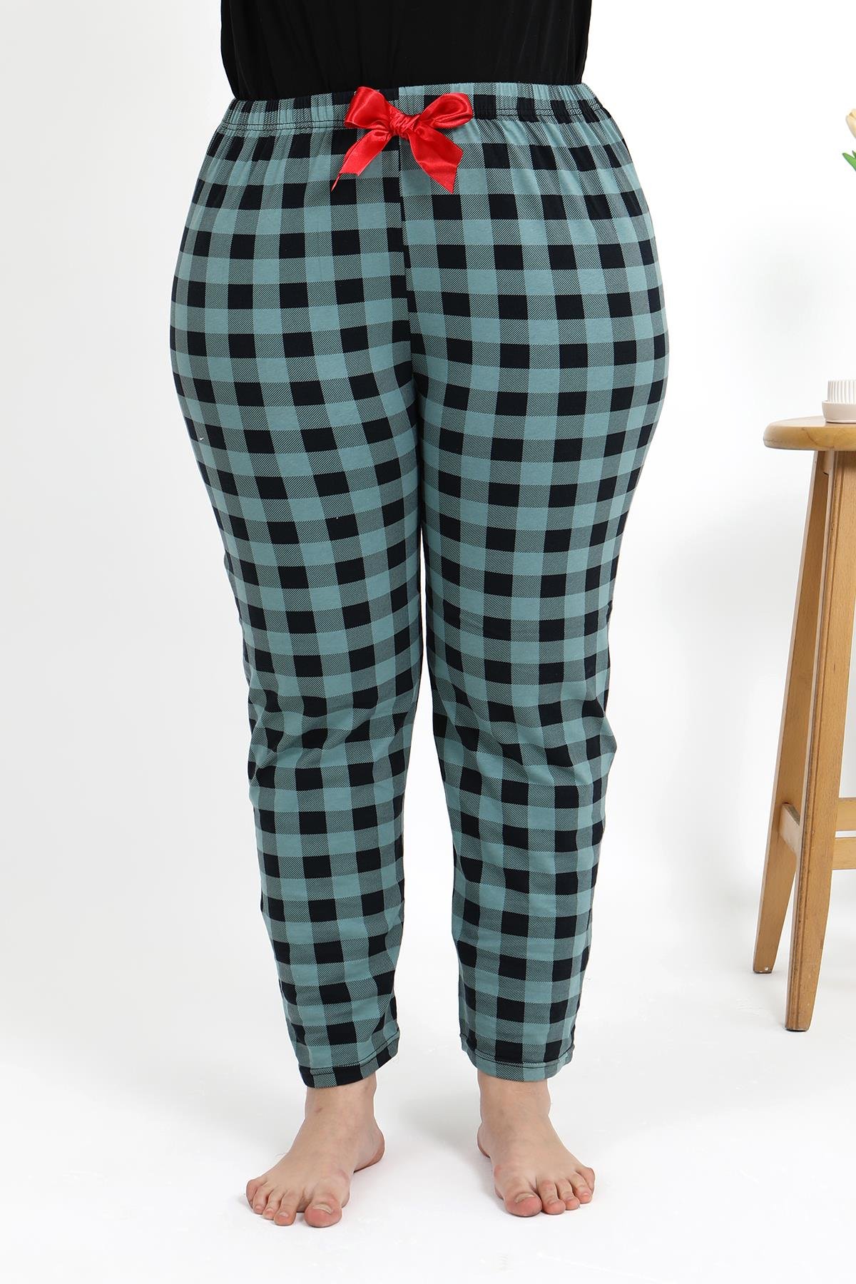 Akbeniz Kadın Pamuklu Büyük Beden Alt Pijama 27557 Turkuaz