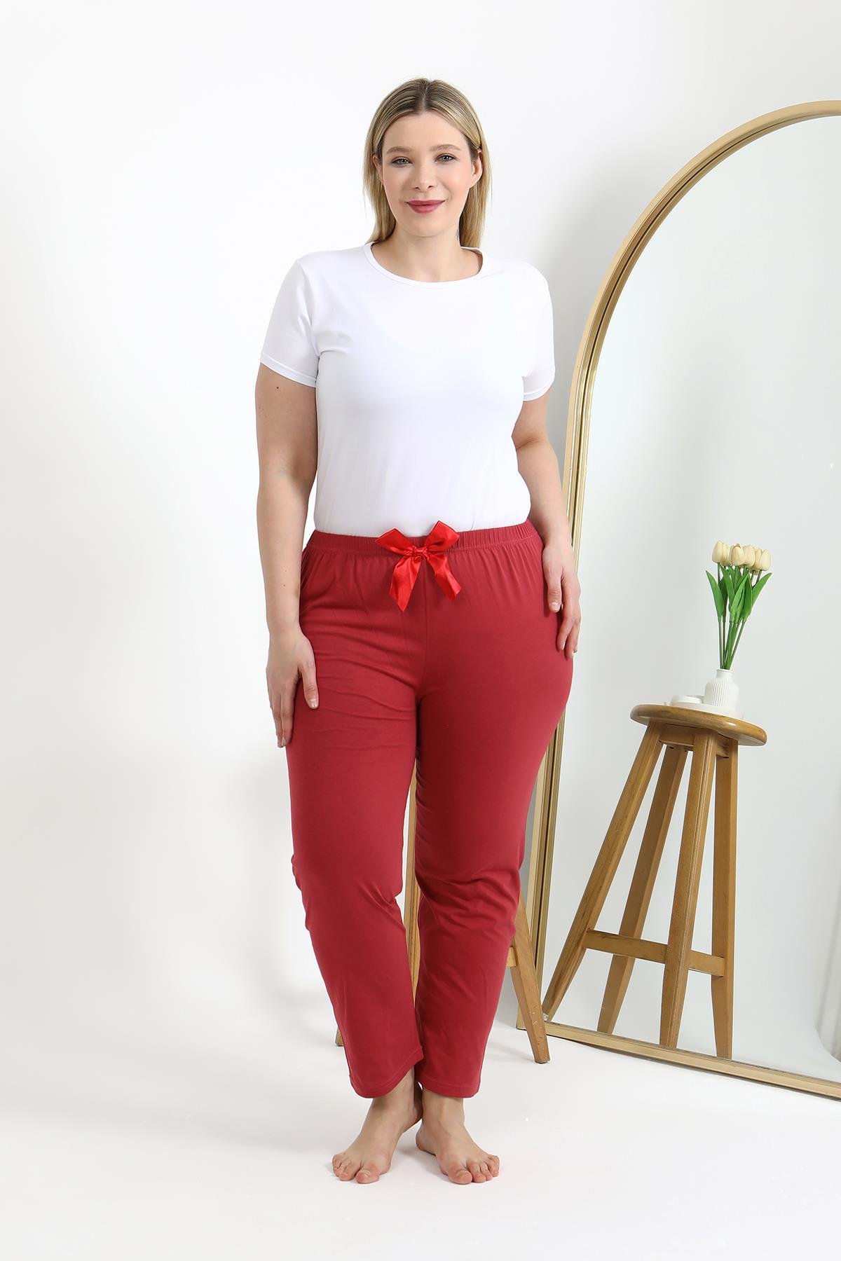 Akbeniz Kadın Pamuklu Büyük Beden Alt Pijama 27559 Mercan