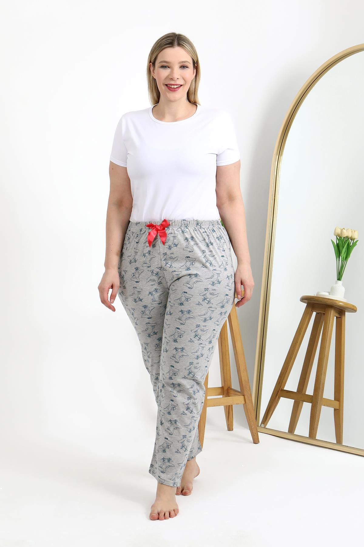 Akbeniz Kadın Pamuklu Büyük Beden Alt Pijama 27558 Gri