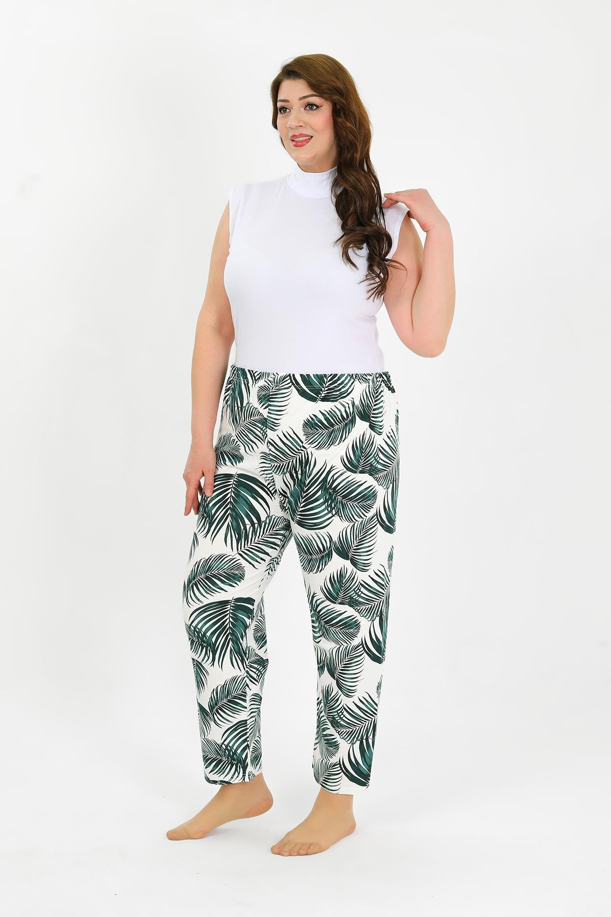 Akbeniz Kadın Pamuklu Büyük Beden Alt Pijama Yeşil 27563